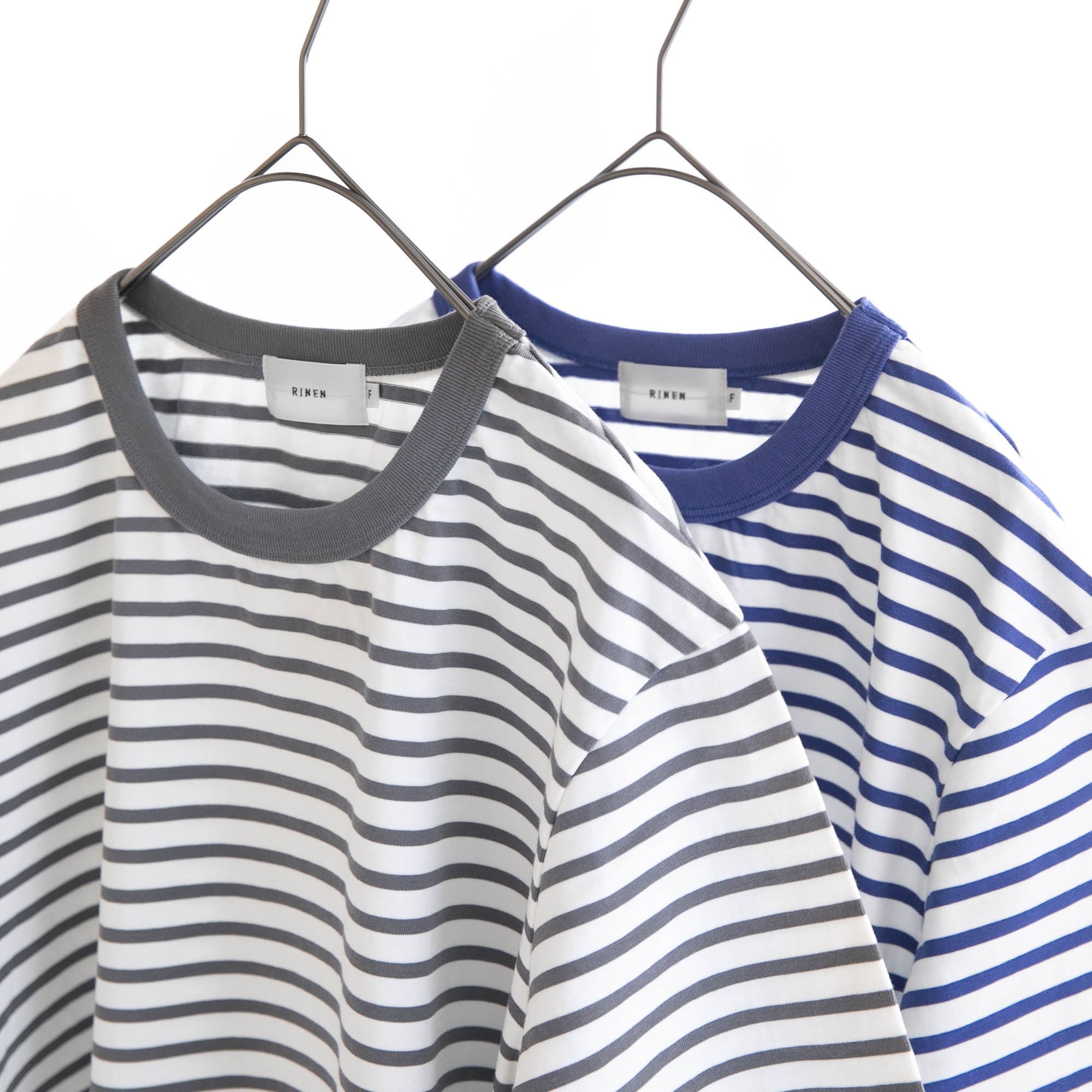 RINEN<br>32/1 引き揃え天竺ボーダー<br>半袖クルーネック<br>No.R19610