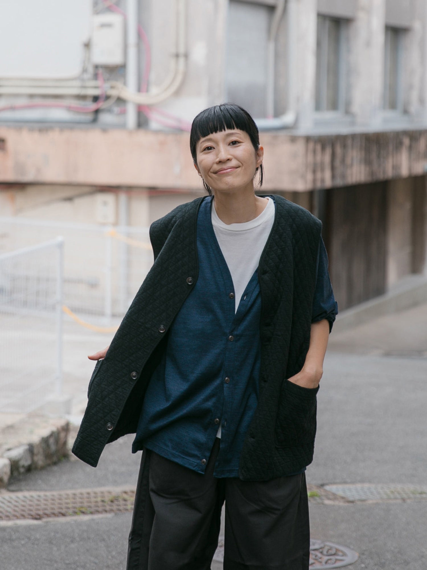 RINEN<br> 30/1 Organic Jersey Diamond Quilted Vest<br> No.R17611