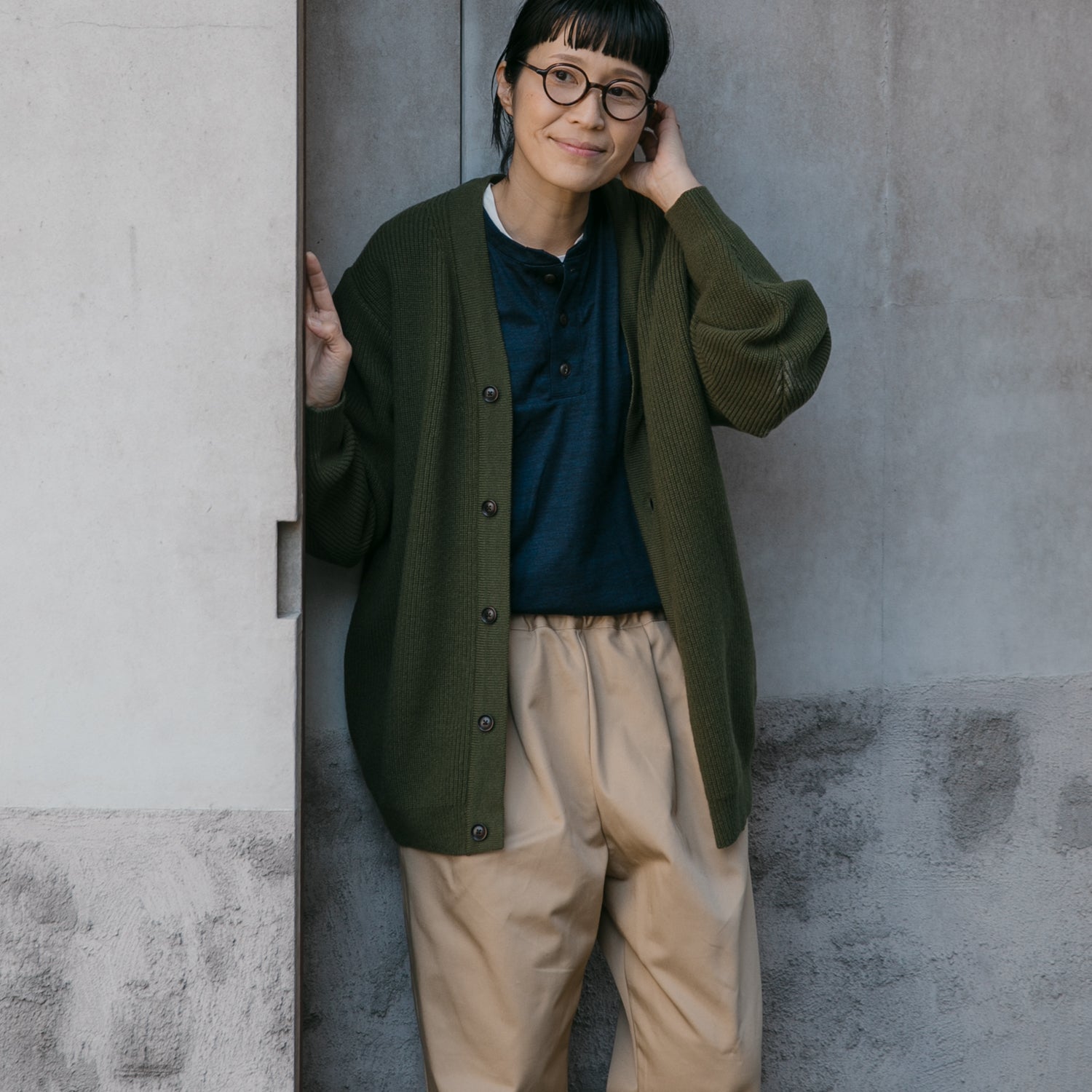 RINEN<br>2/14 ウールアゼ編み カーディガン<br>No.R17684