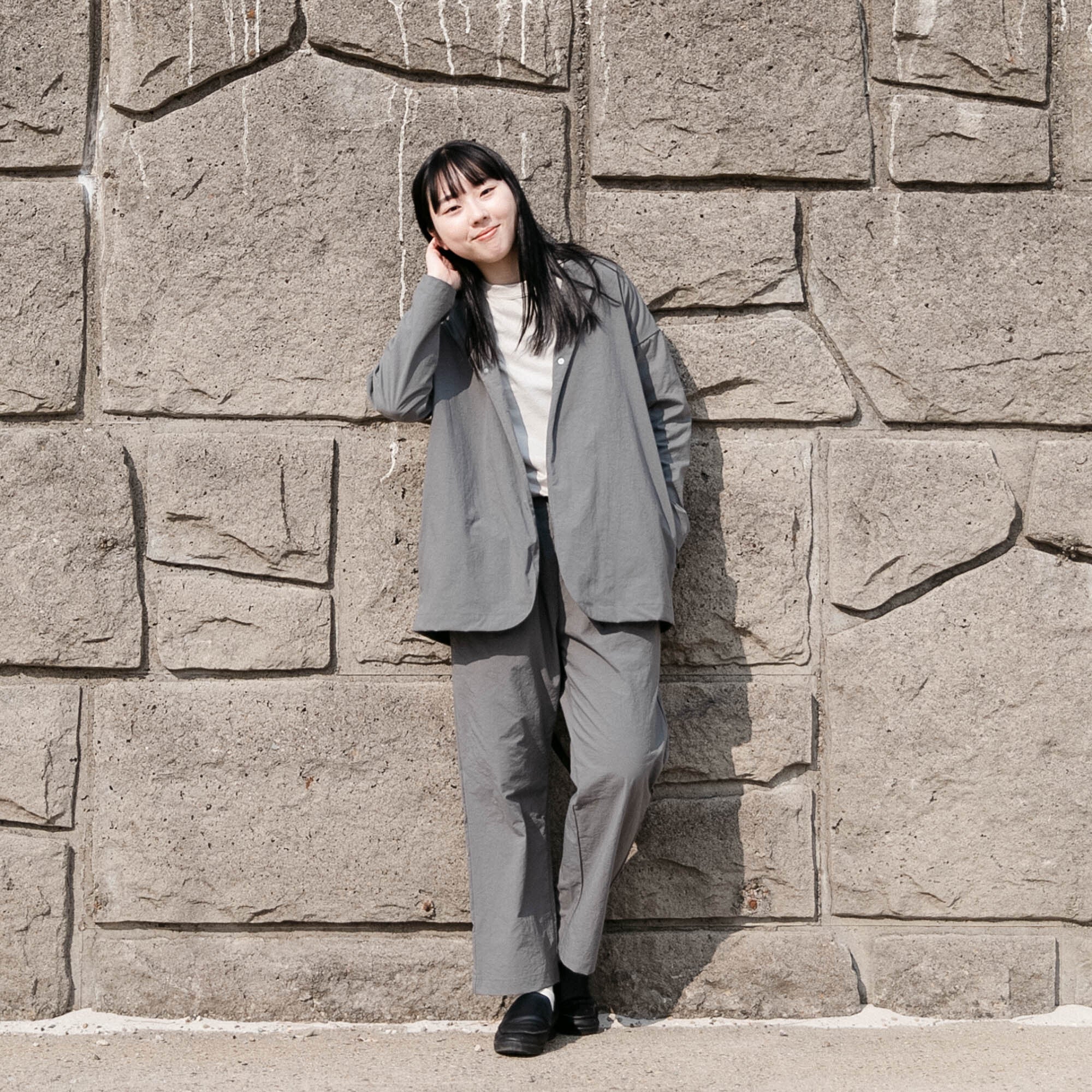 Nylon round cardigan<br> tailored collar<br> No.2560