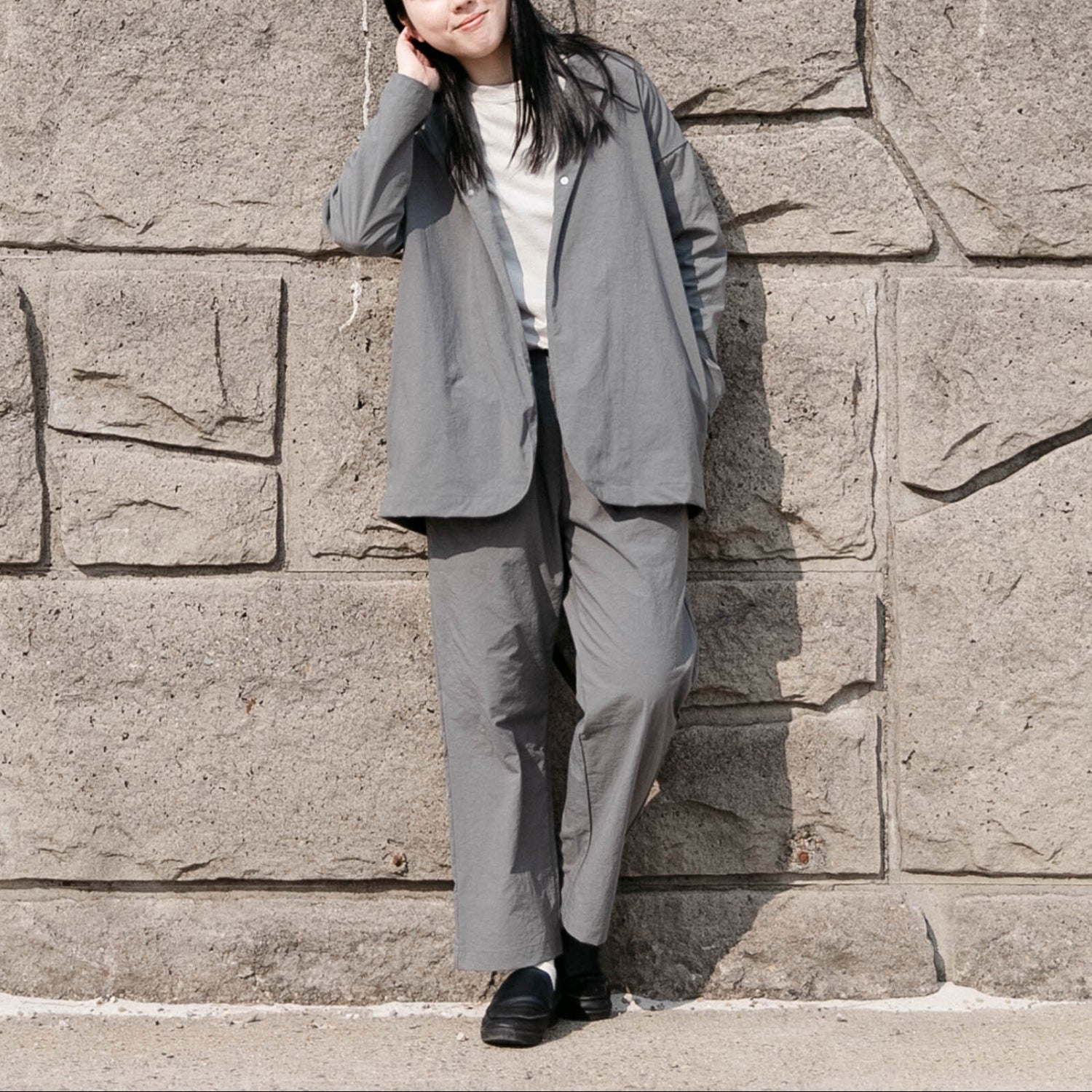 Nylon round cardigan<br> tailored collar<br> No.2560