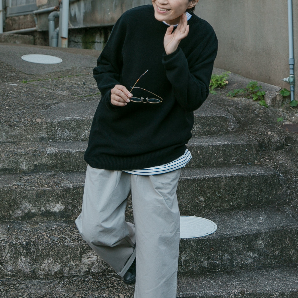 RINEN<br>2/15 ウール天竺編み (ホールガーメント) クルーネック<br>No.R17780