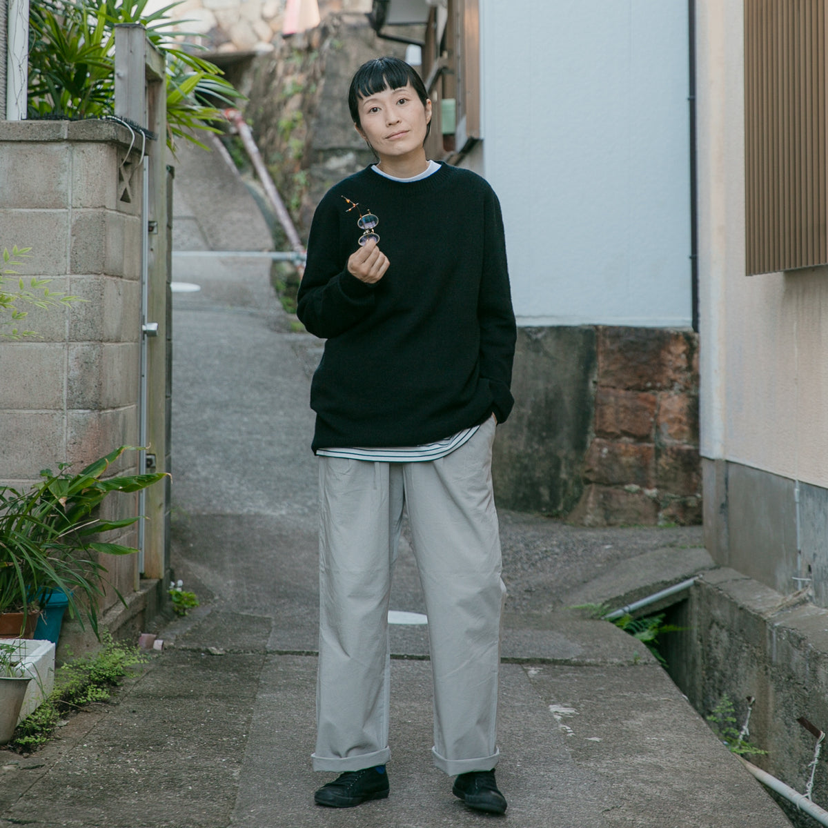 RINEN<br>2/15 ウール天竺編み (ホールガーメント) クルーネック<br>No.R17780