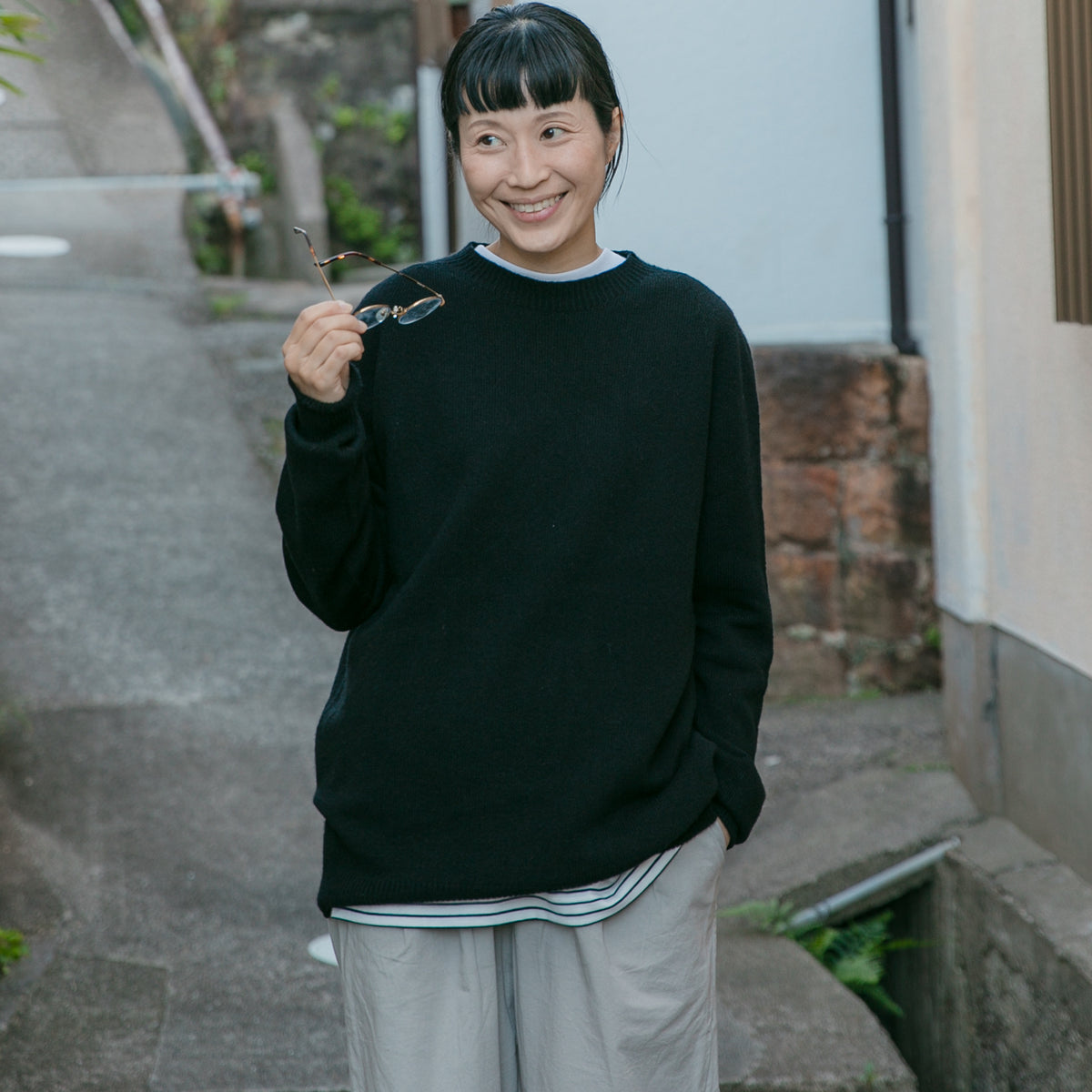 RINEN<br>2/15 ウール天竺編み (ホールガーメント) クルーネック<br>No.R17780