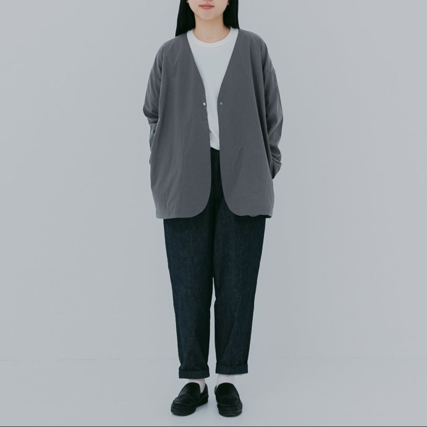 Nylon round cardigan<br> No.2424