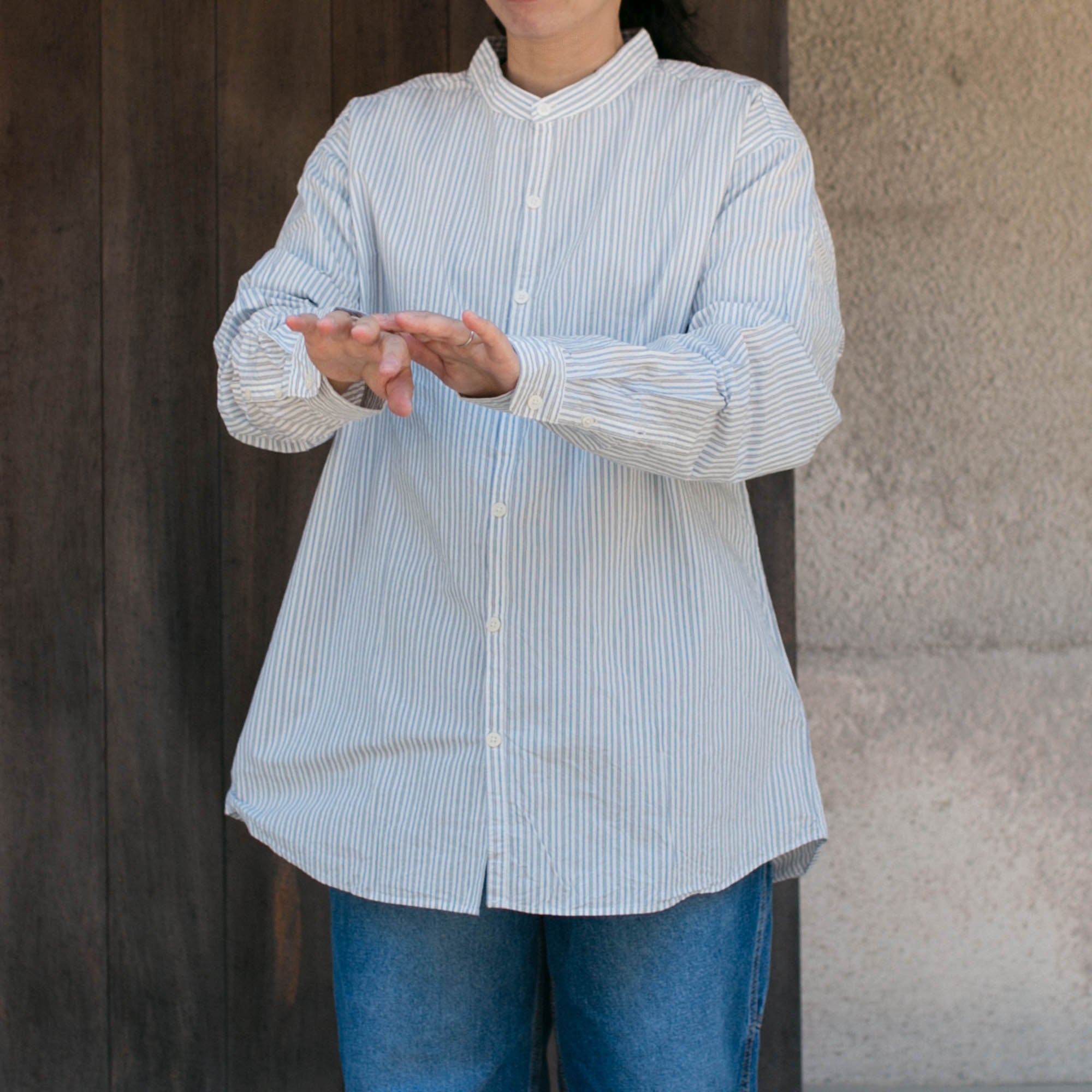 Atelier shirts relax<br>stand collar<br>No.2105-A