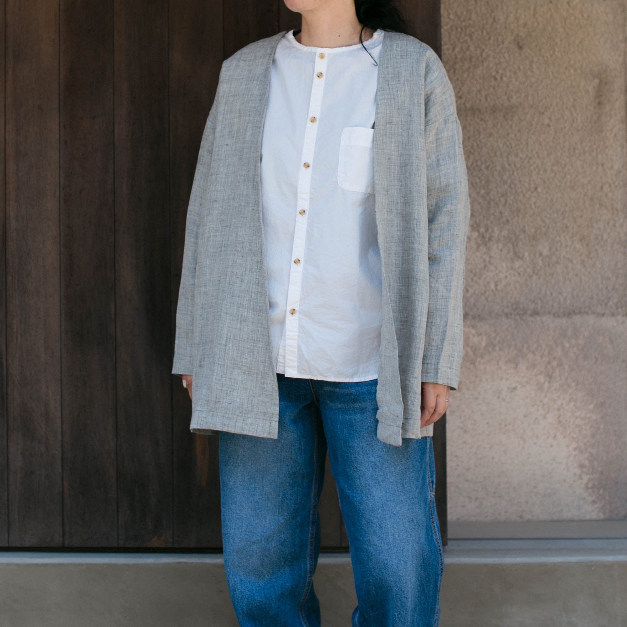 Linen relax cardigan<br>No.2203-A