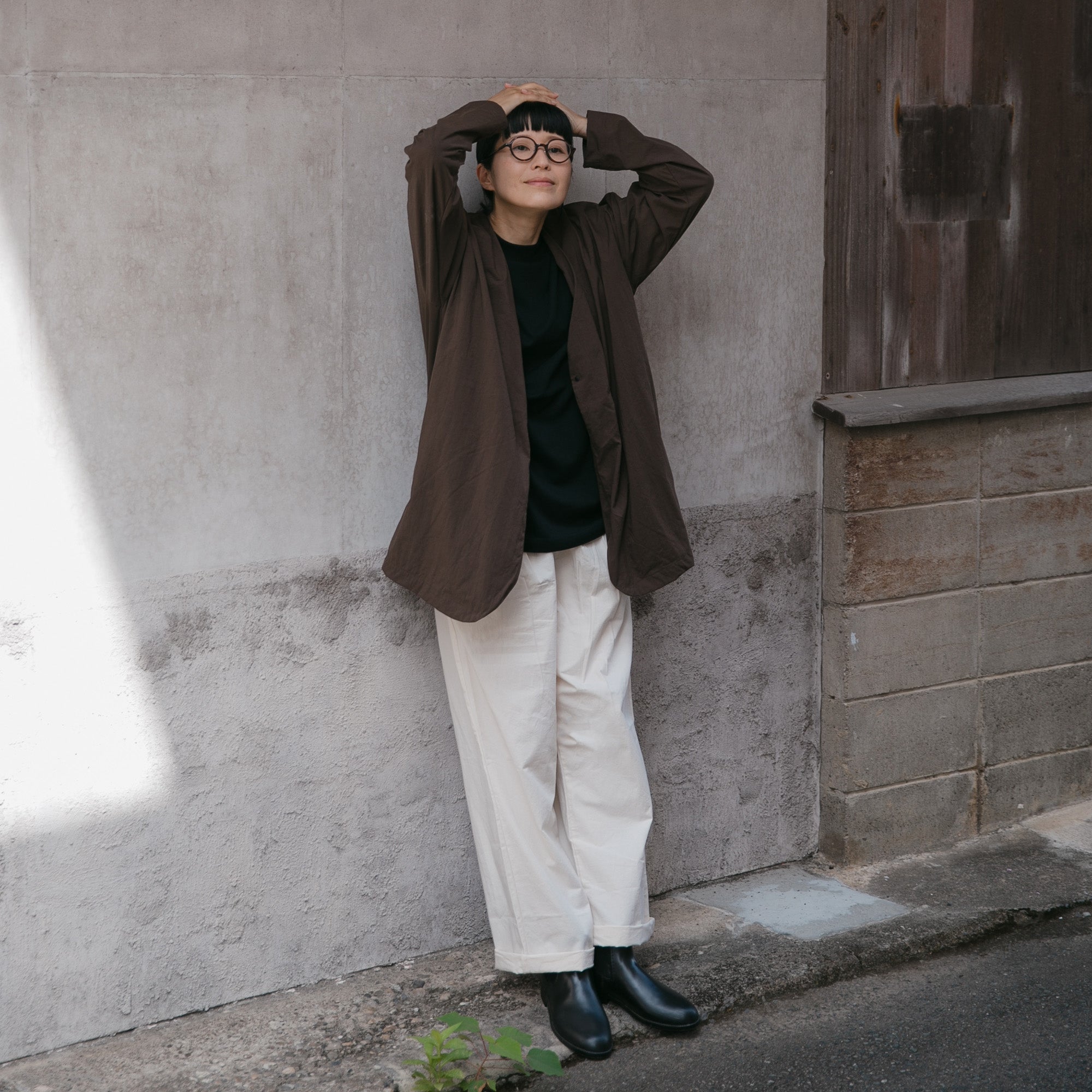 Nylon round cardigan<br>No.2424