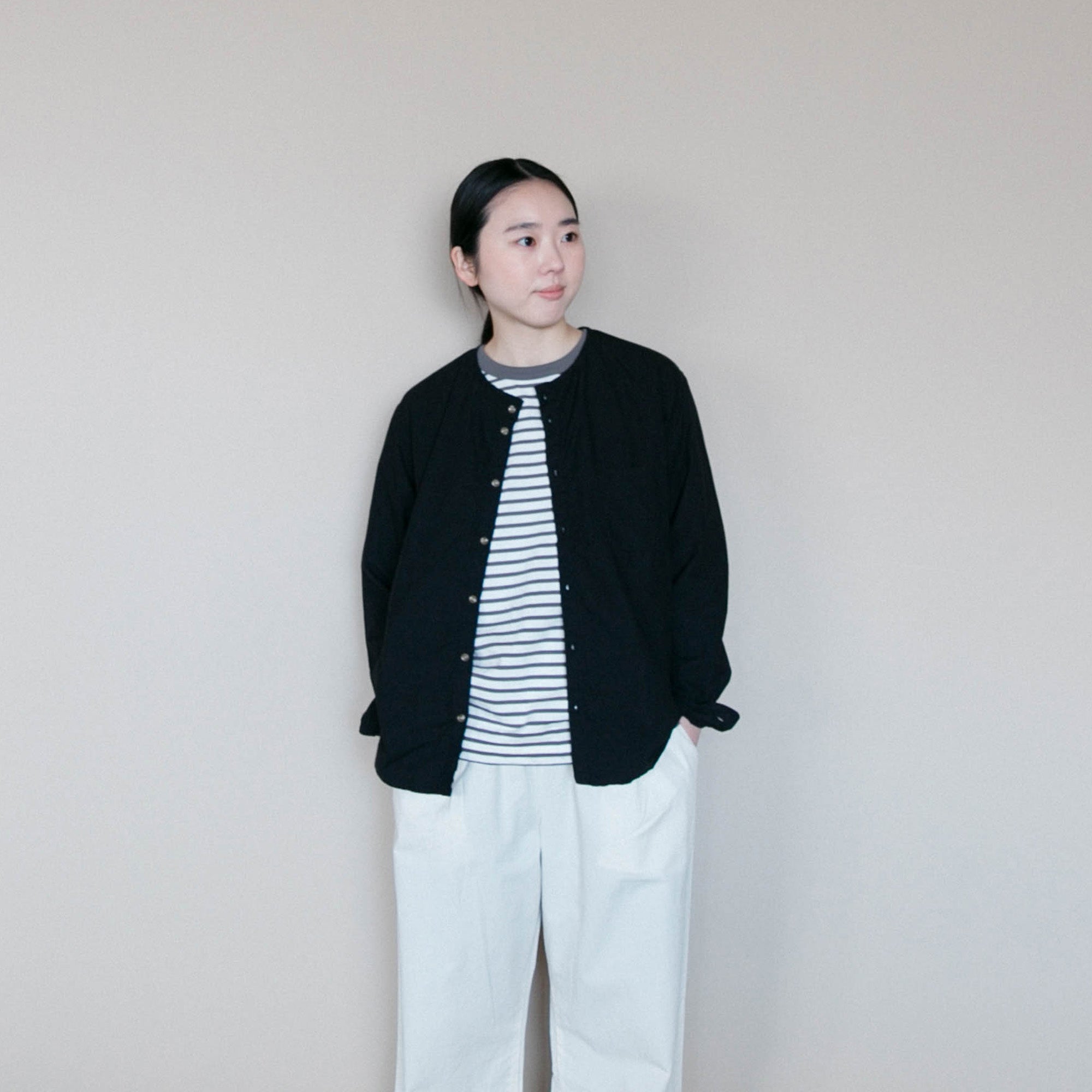 RINEN<br>32/1 引き揃え天竺ボーダー<br>半袖クルーネック<br>No.R19610