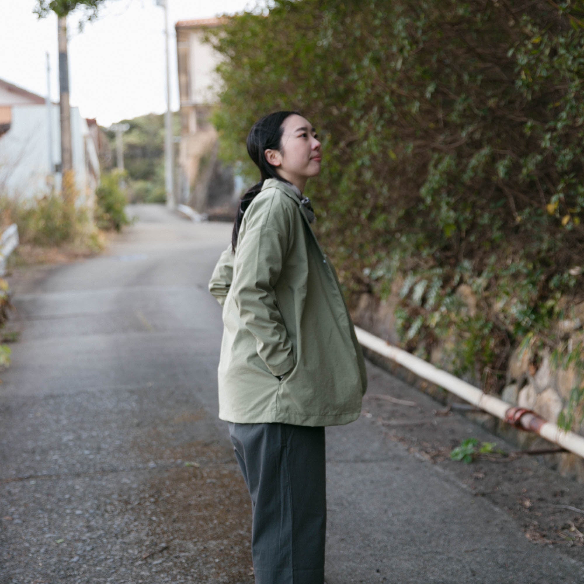 Nylon round cardigan<br>tailored collar<br>No.2560