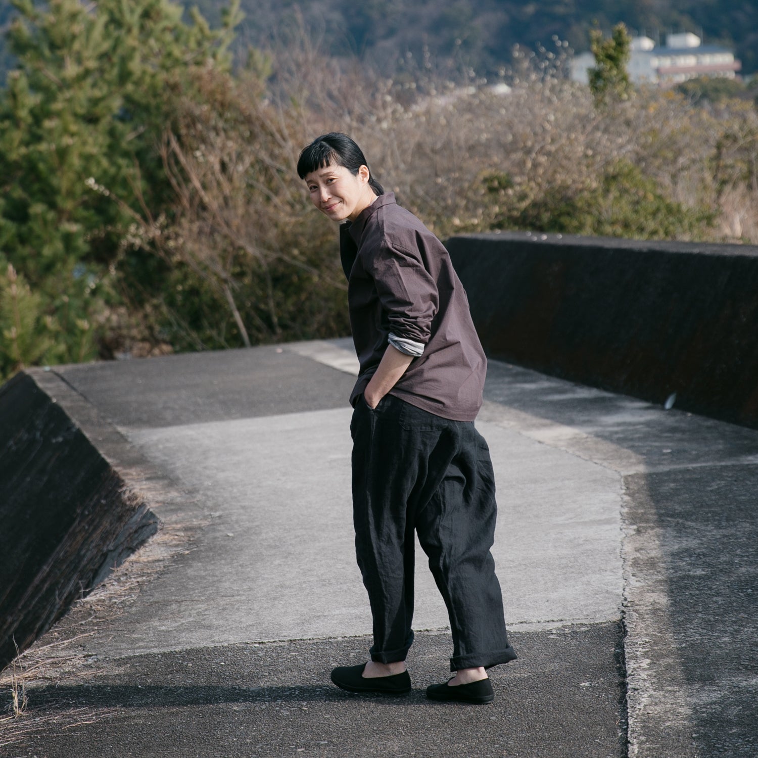 Linen relax semiwide pants<br>No.2562