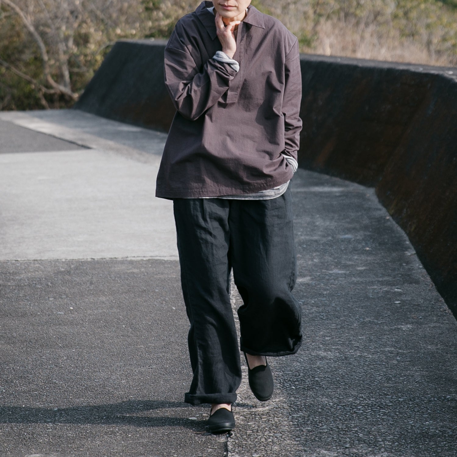 Linen relax semiwide pants<br>No.2562