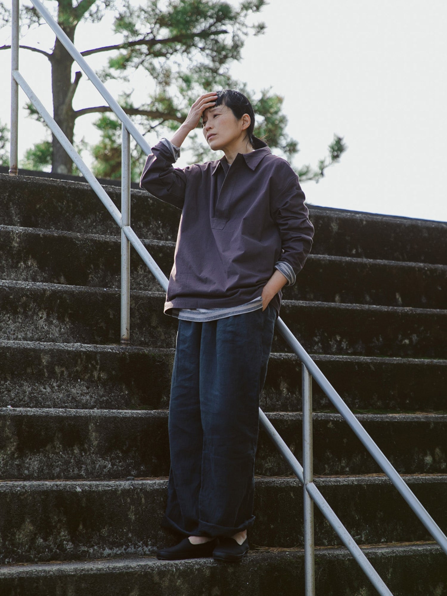 Linen relax semiwide pants<br>No.2562