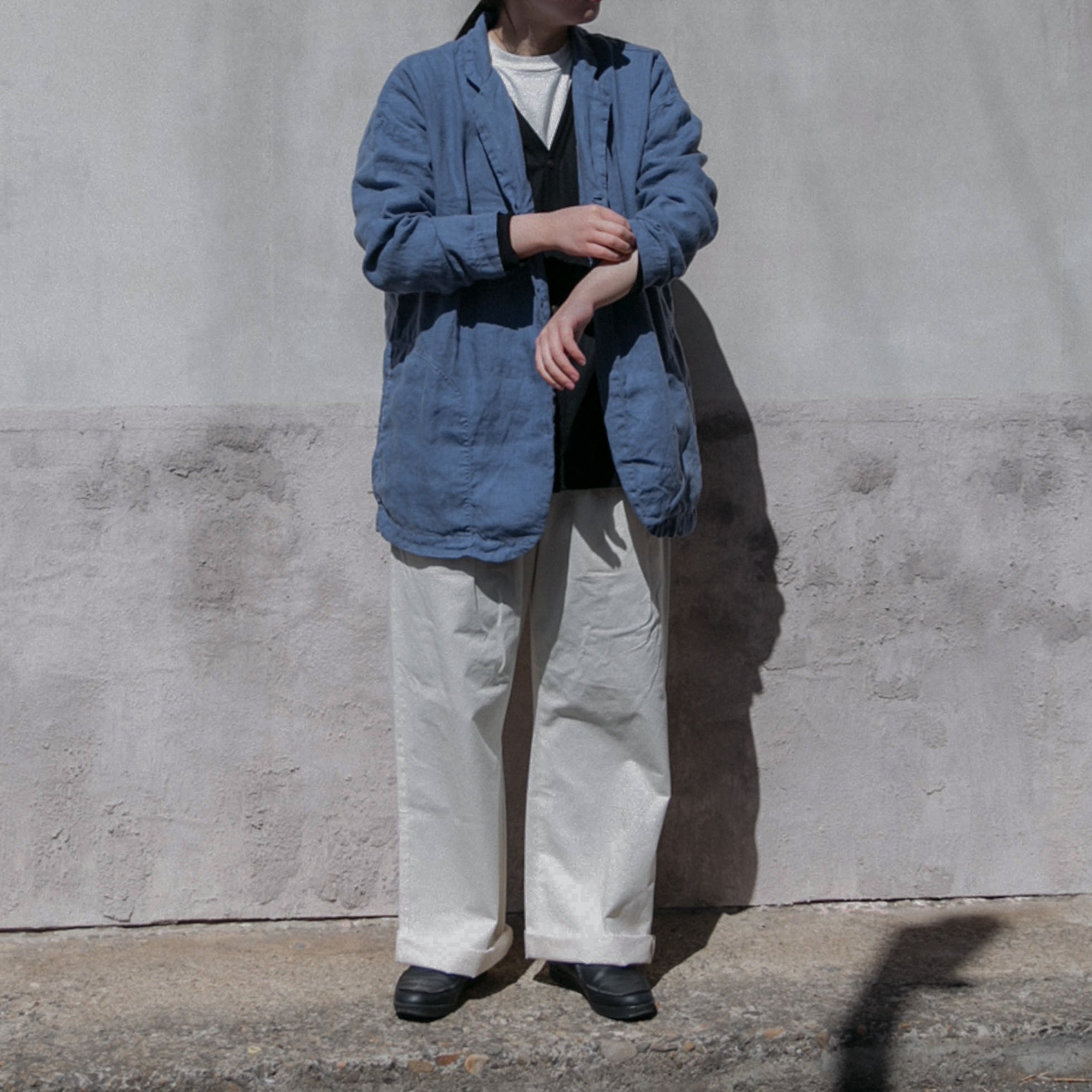 Linen round cardigan<br>tailored collar<br>No.2563
