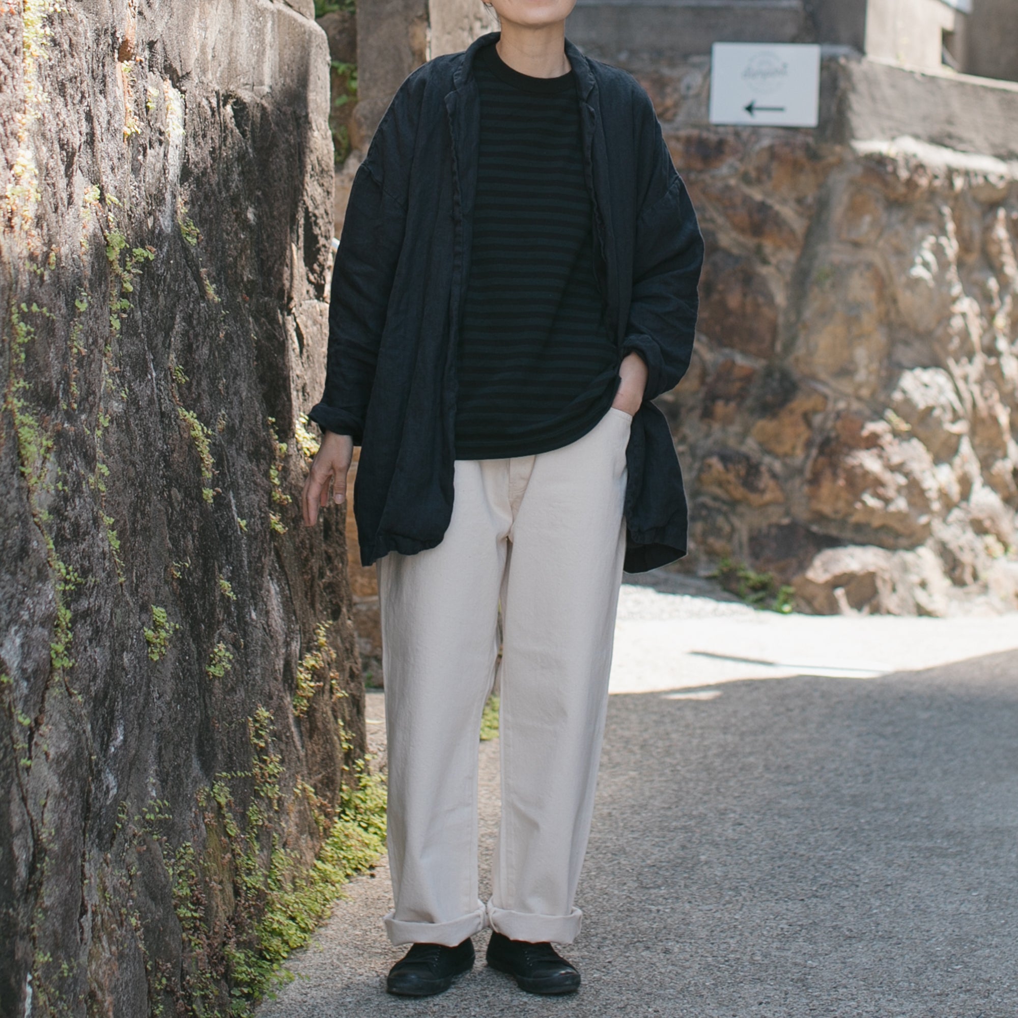 Linen round cardigan<br>tailored collar<br>No.2563