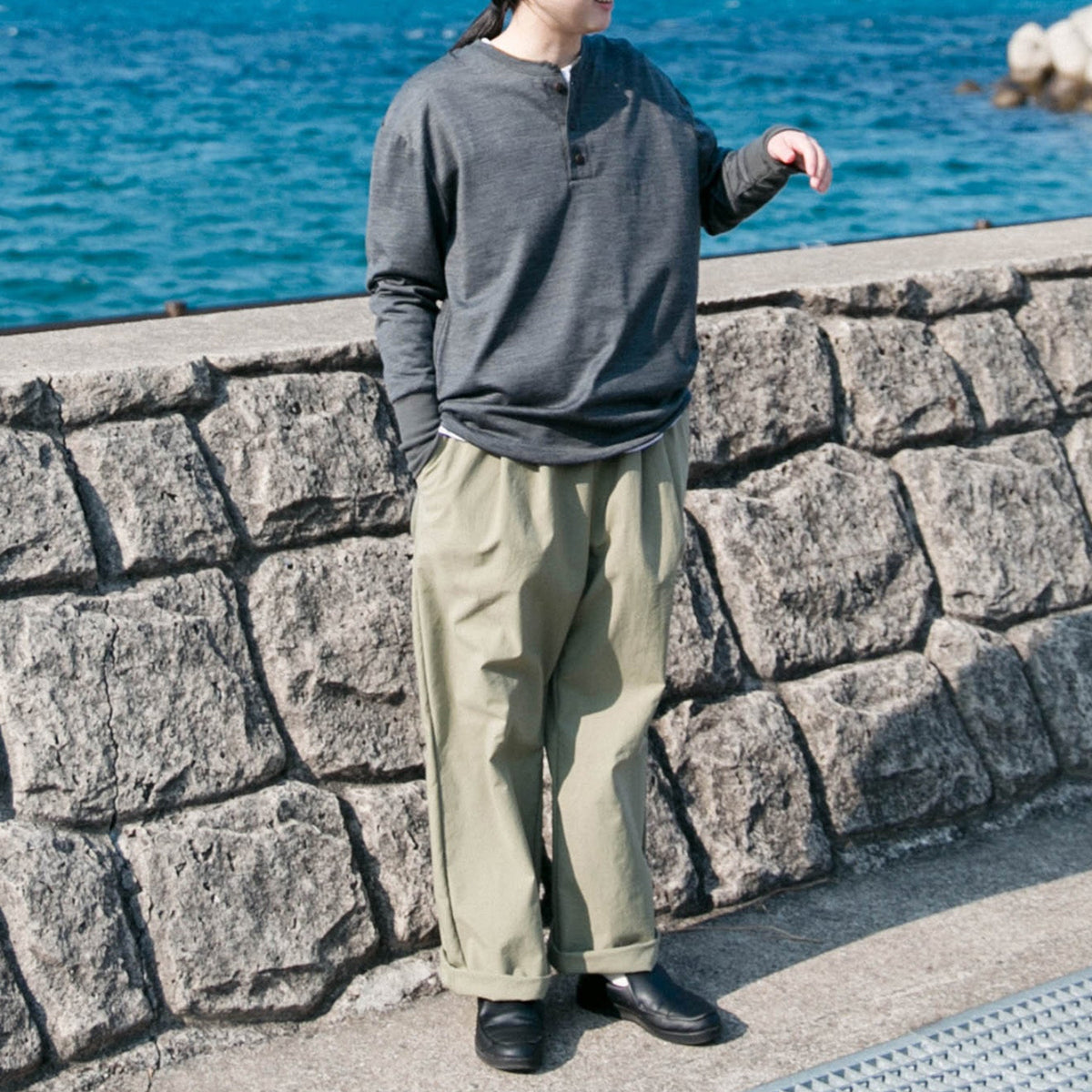Merino wool<br>henley neck T-shirts<br>No.2623
