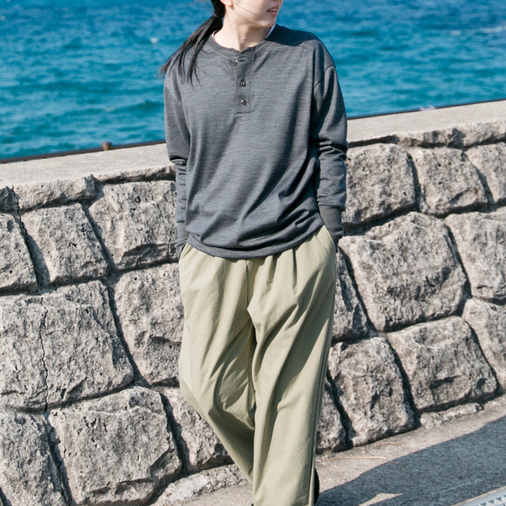 Merino wool<br>henley neck T-shirts<br>No.2623