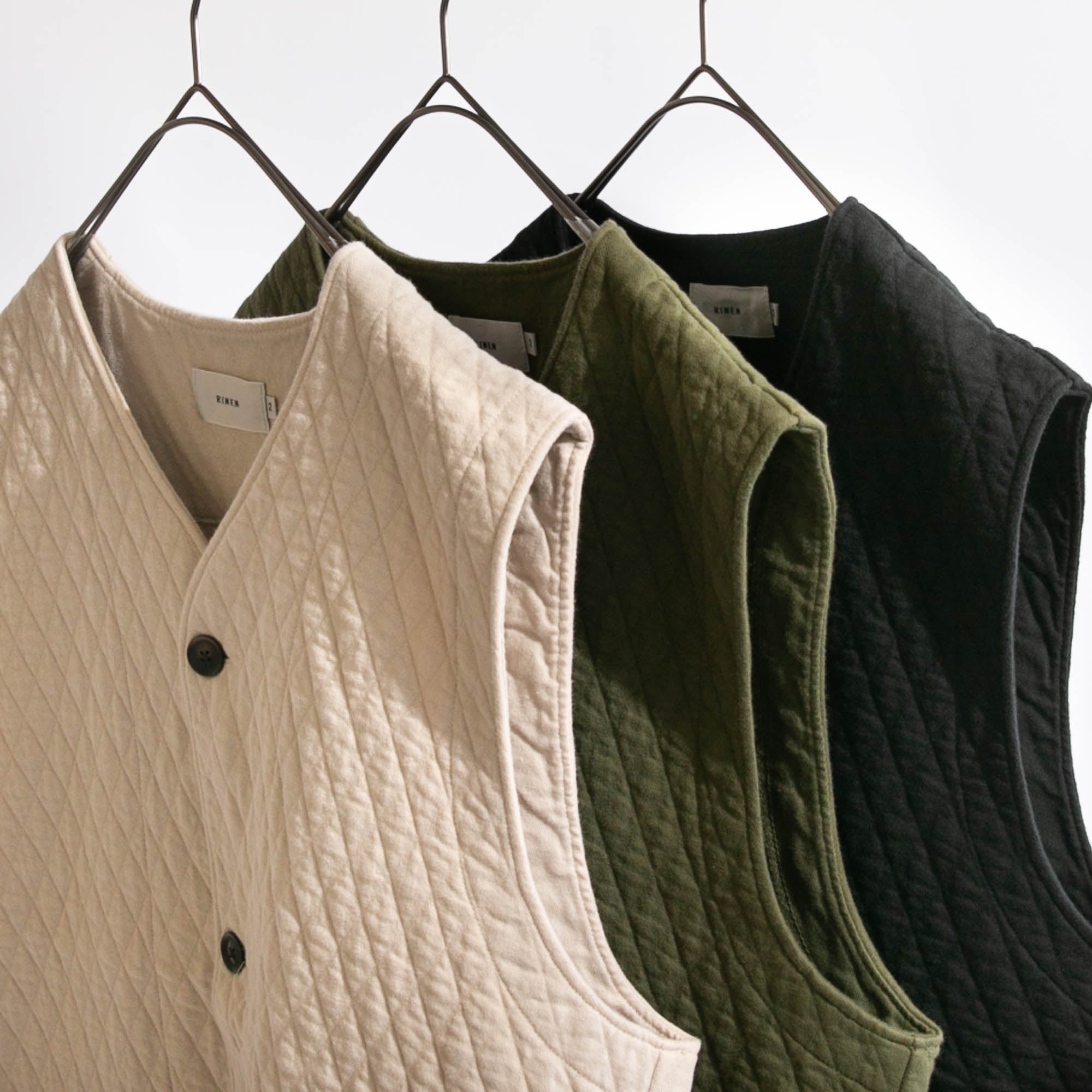 RINEN<br>30/1 オーガニック天竺<br>ダイヤキルティング ベスト<br>No.R17611