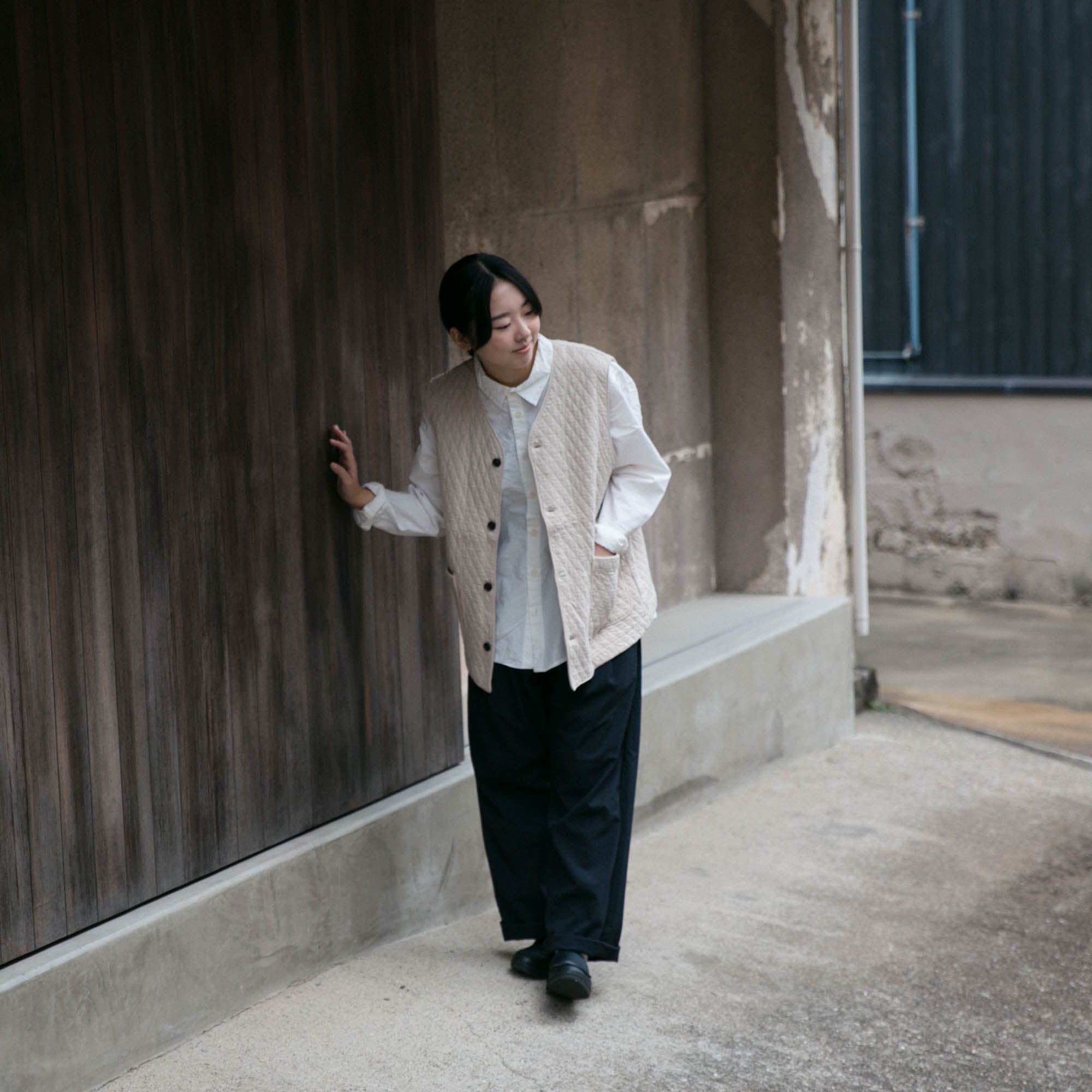 RINEN<br>30/1 オーガニック天竺<br>ダイヤキルティング ベスト<br>No.R17611