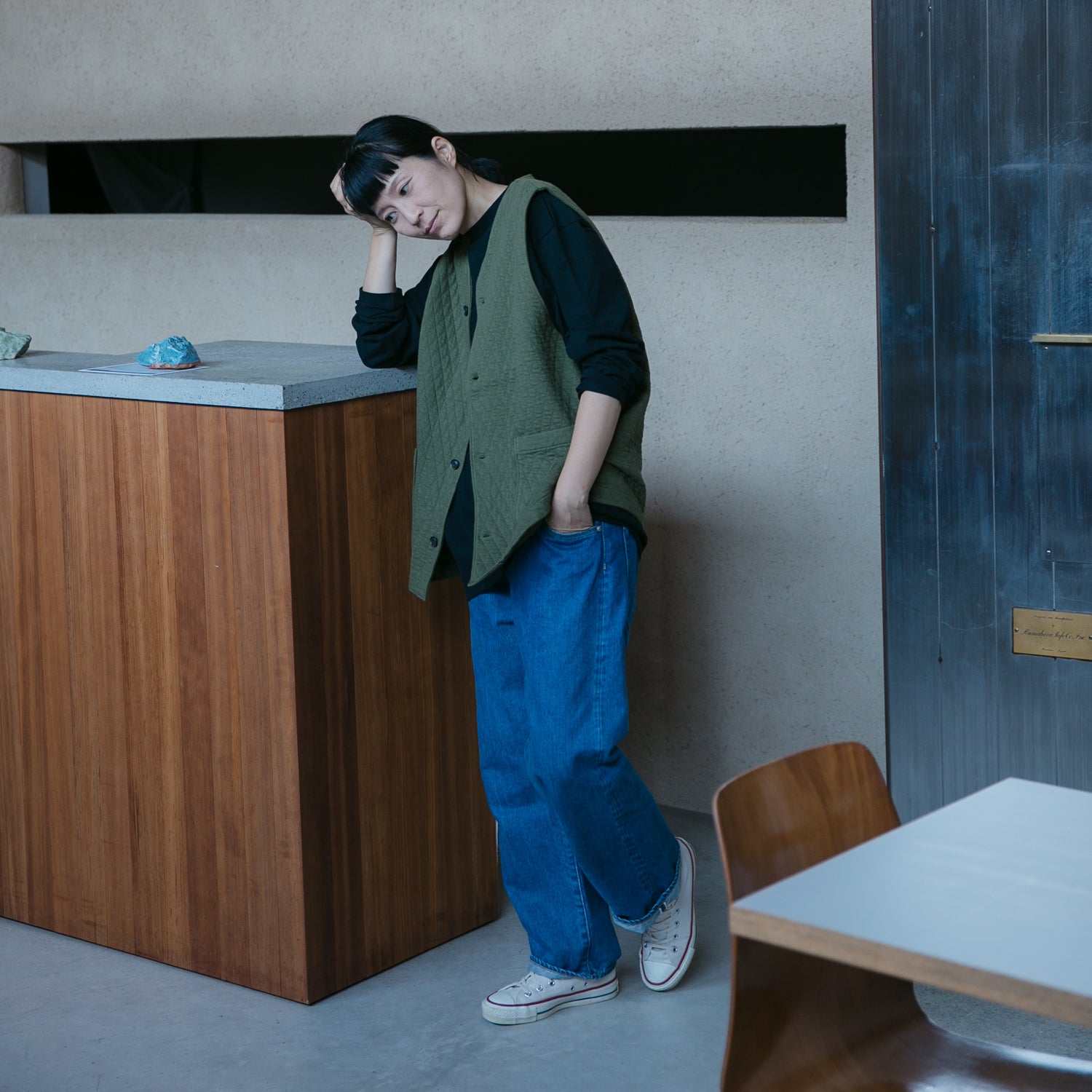 RINEN<br>30/1 オーガニック天竺<br>ダイヤキルティング ベスト<br>No.R17611