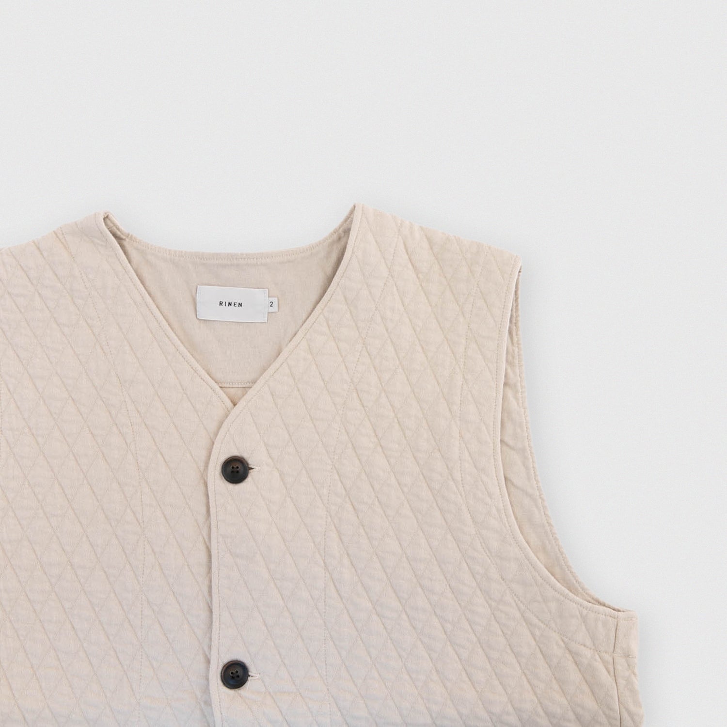 RINEN<br>30/1 オーガニック天竺<br>ダイヤキルティング ベスト<br>No.R17611