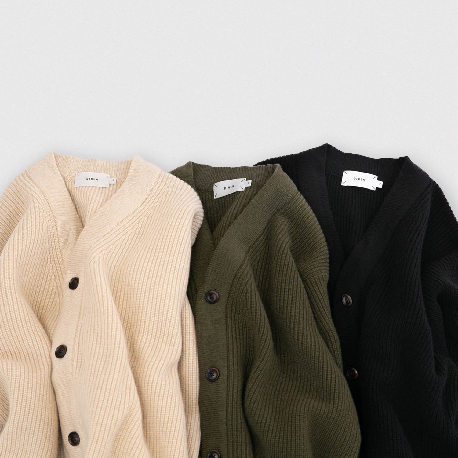 RINEN<br>2/14 ウールアゼ編み カーディガン<br>No.R17684