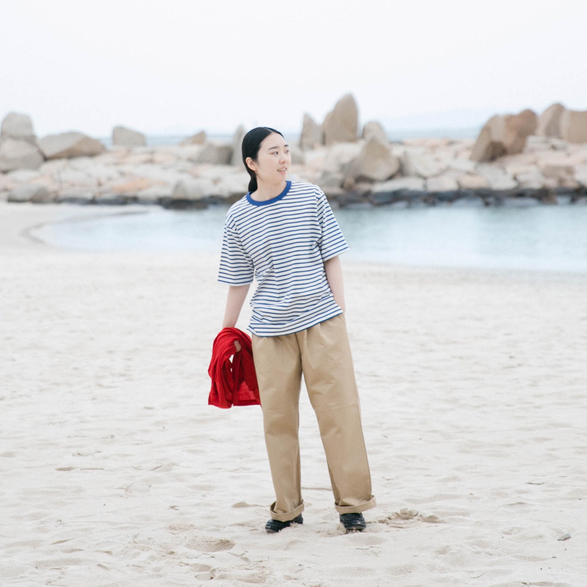 RINEN<br>32/1 引き揃え天竺ボーダー<br>半袖クルーネック<br>No.R19610