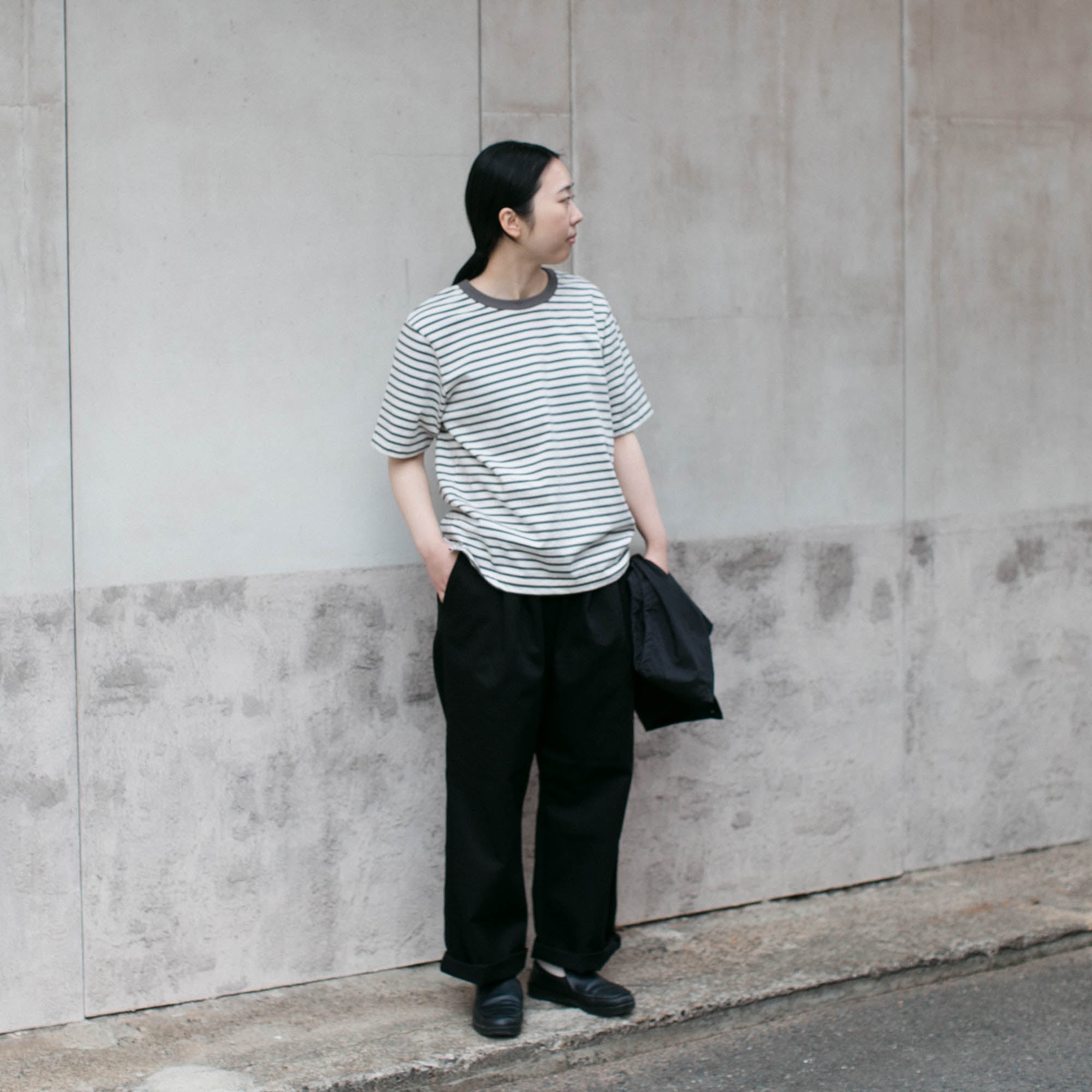RINEN<br>32/1 引き揃え天竺ボーダー<br>半袖クルーネック<br>No.R19610