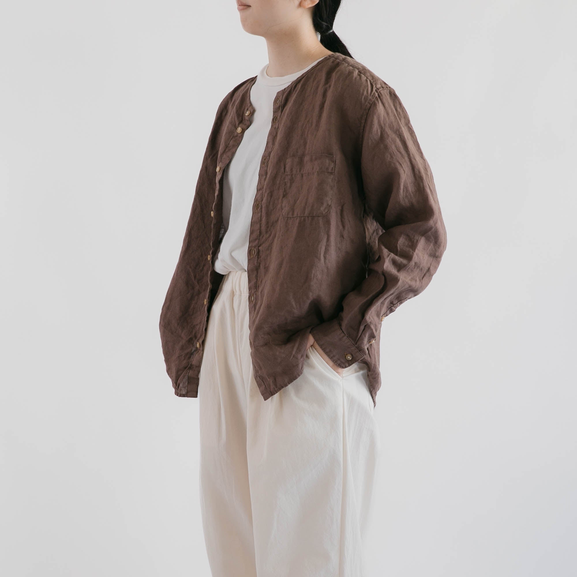Linen nerd shirts<br>no collar<br>No.2653