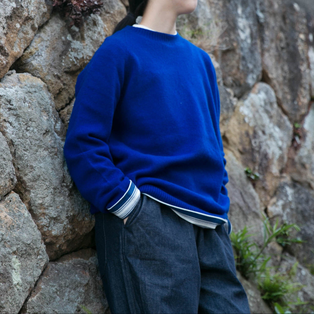 RINEN<br>2/15 ウール天竺編み (ホールガーメント) クルーネック<br>No.R17780