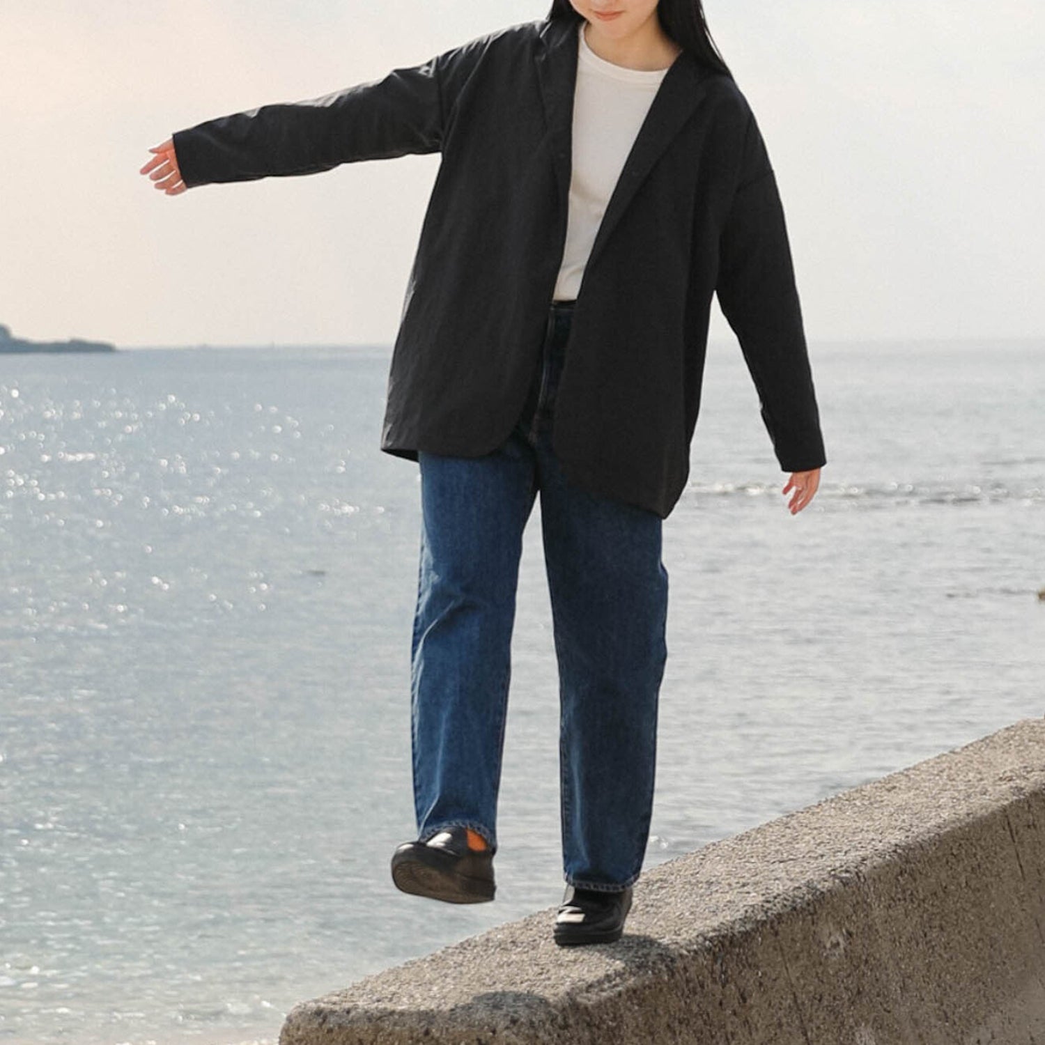 Nylon round cardigan<br> tailored collar<br> No.2560