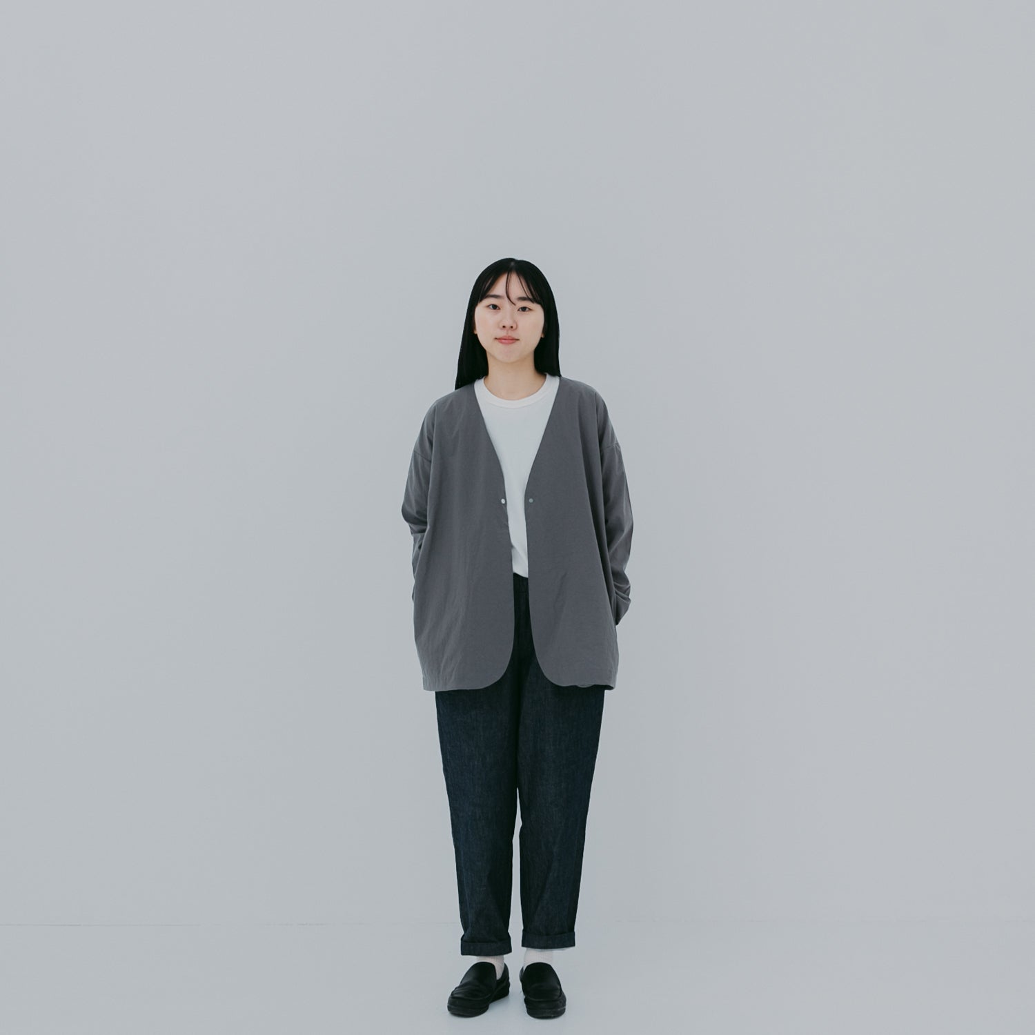 Nylon round cardigan<br>No.2424