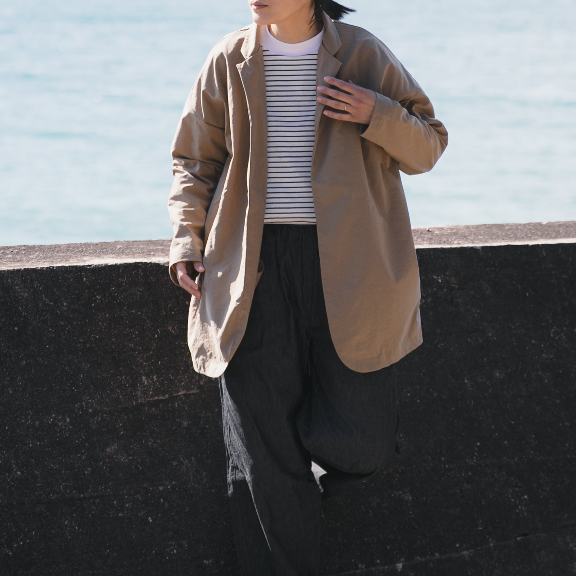 Nylon round cardigan<br>tailored collar<br>No.2560