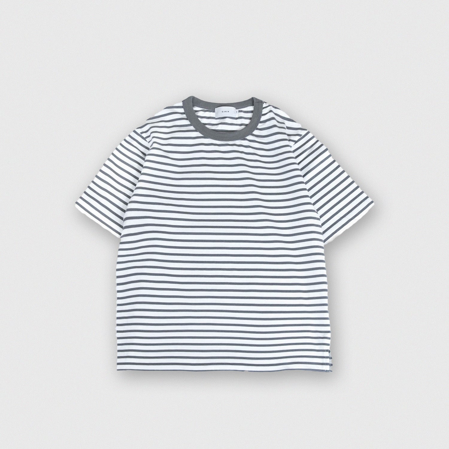 RINEN<br>32/1 引き揃え天竺ボーダー<br>半袖クルーネック<br>No.R19610
