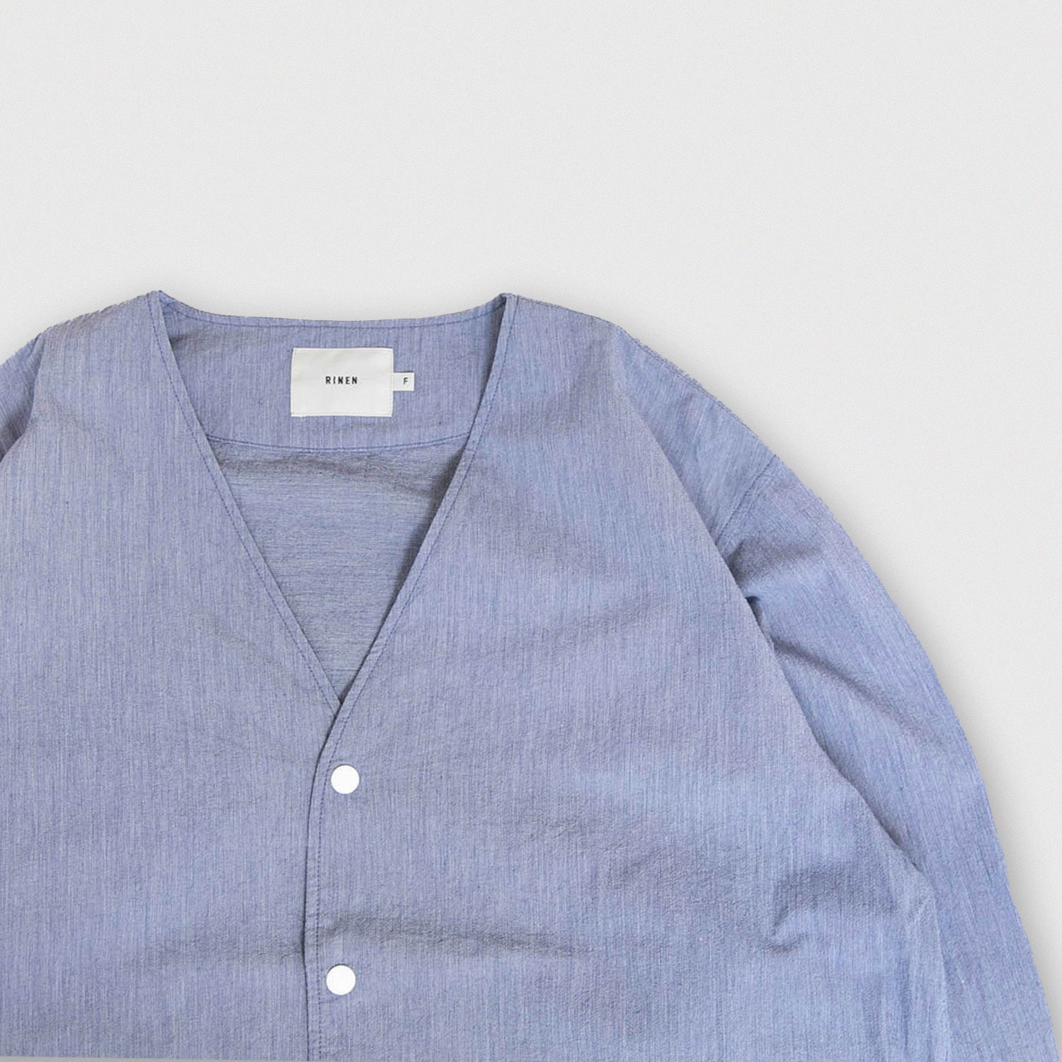 RINEN<br>80/1+50/1強撚平織<br>カーディガンシャツ<br>No.R39606