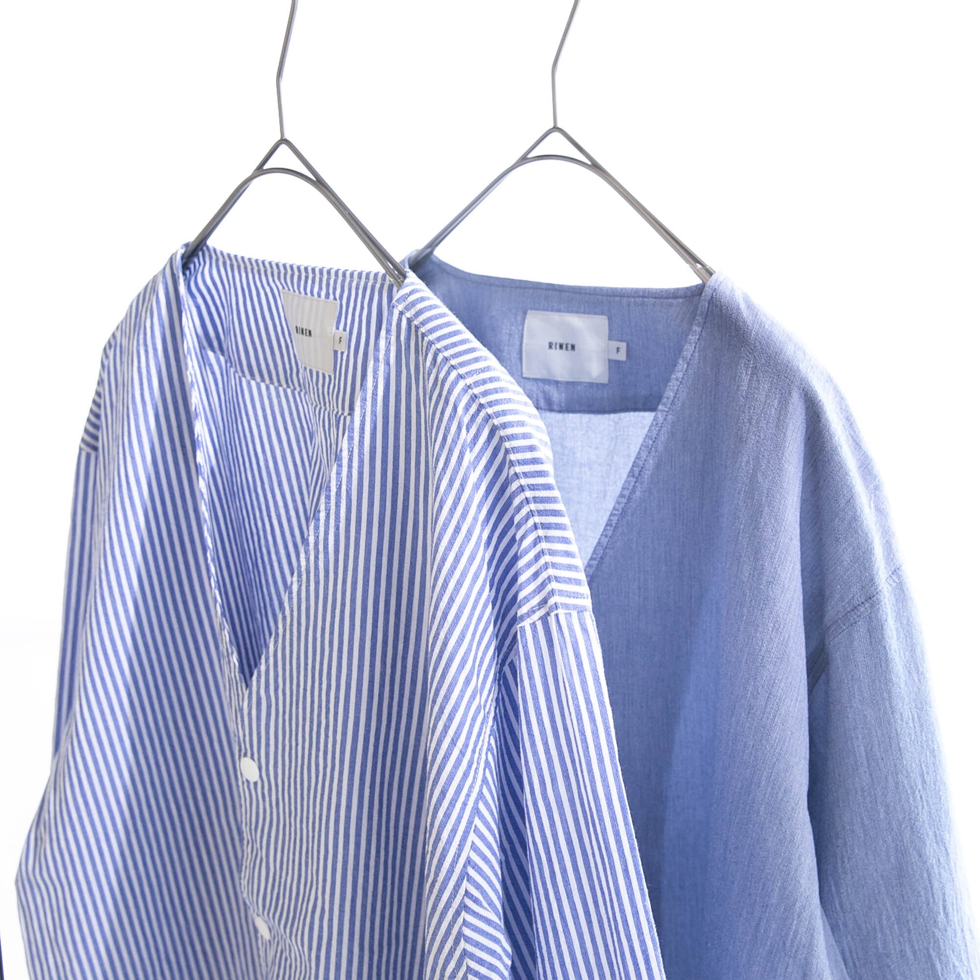 RINEN<br>80/1+50/1強撚平織<br>カーディガンシャツ<br>No.R39606