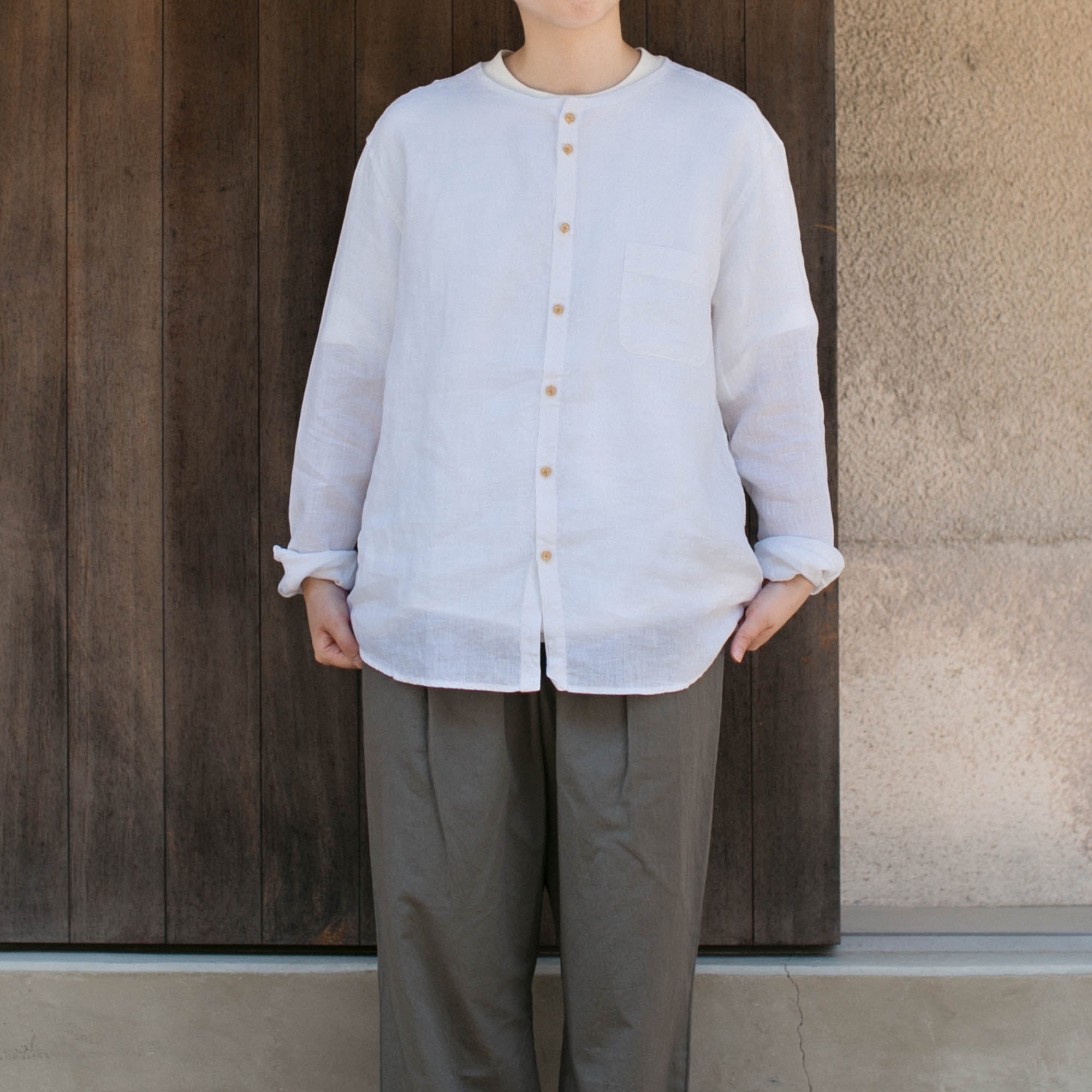 Linen nerd shirts<br>no collar<br>No.2051-A