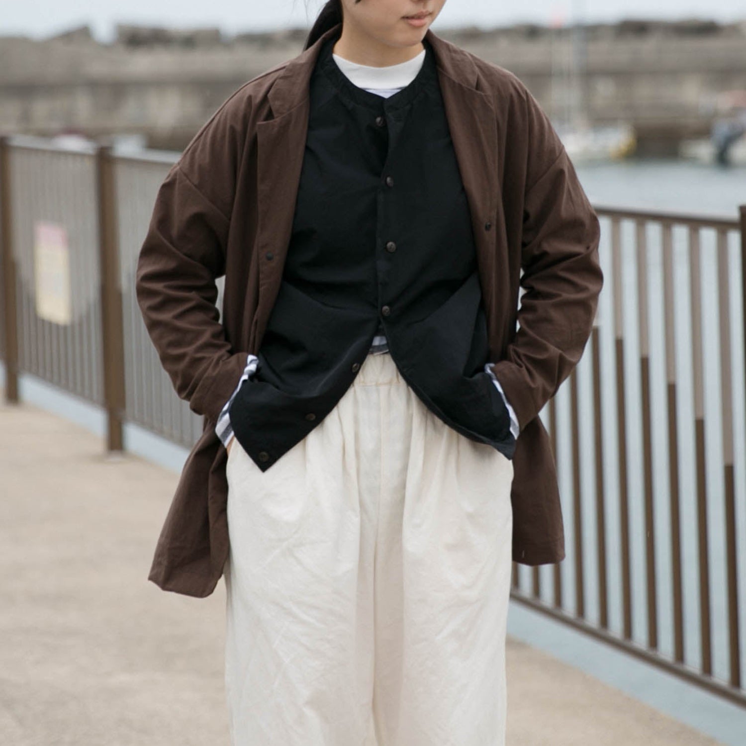 Nylon round cardigan<br> tailored collar<br> No.2560