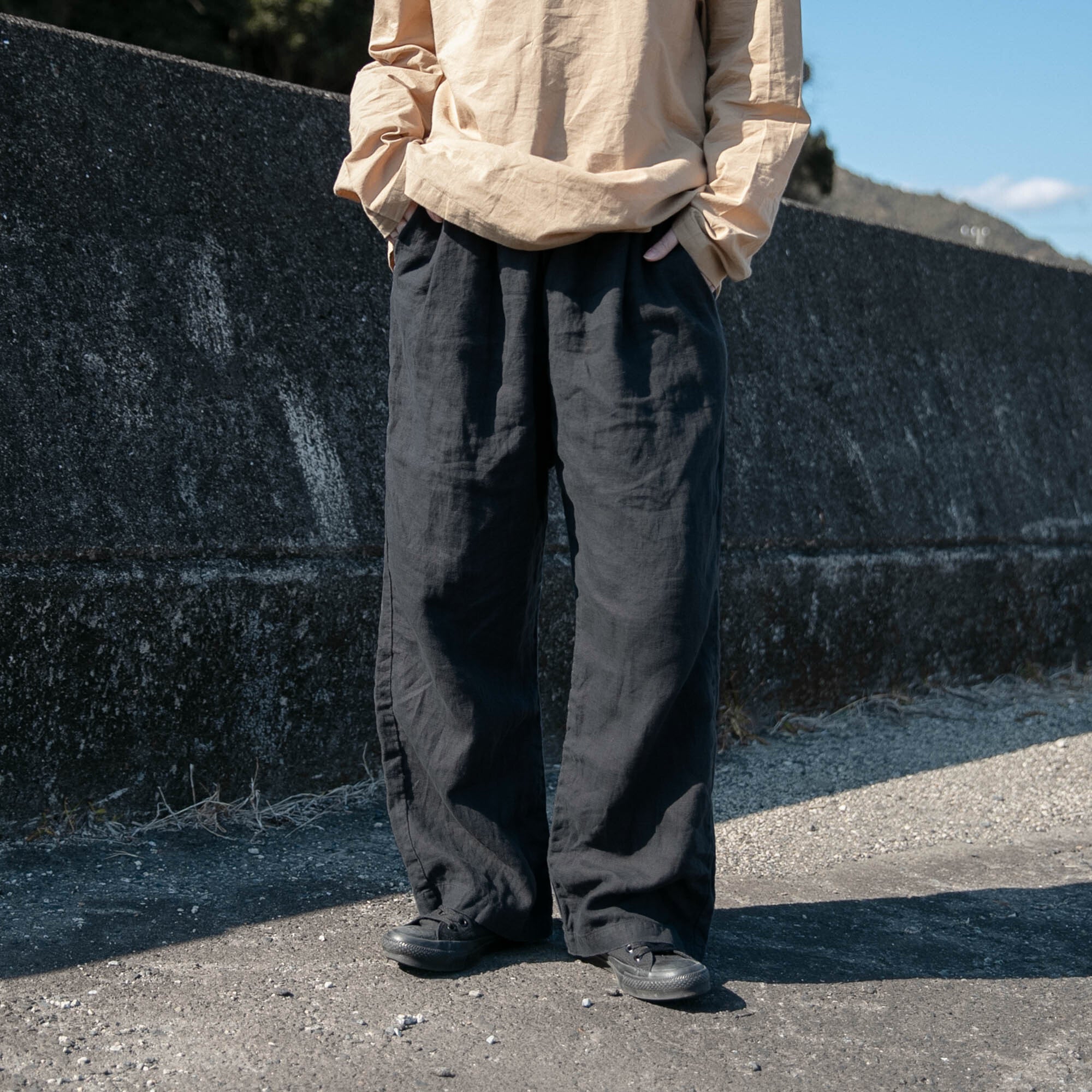 Linen relax semiwide pants<br>No.2562