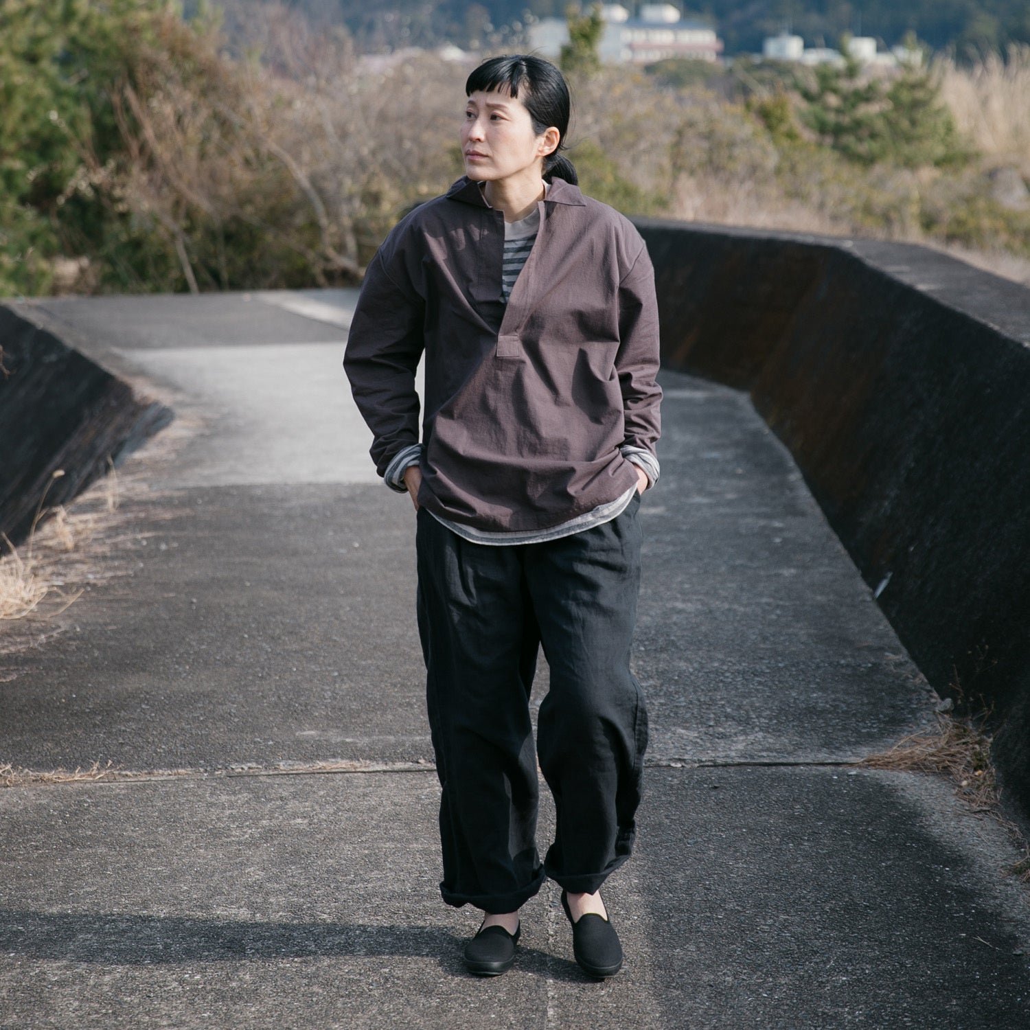 Linen relax semiwide pants<br>No.2562