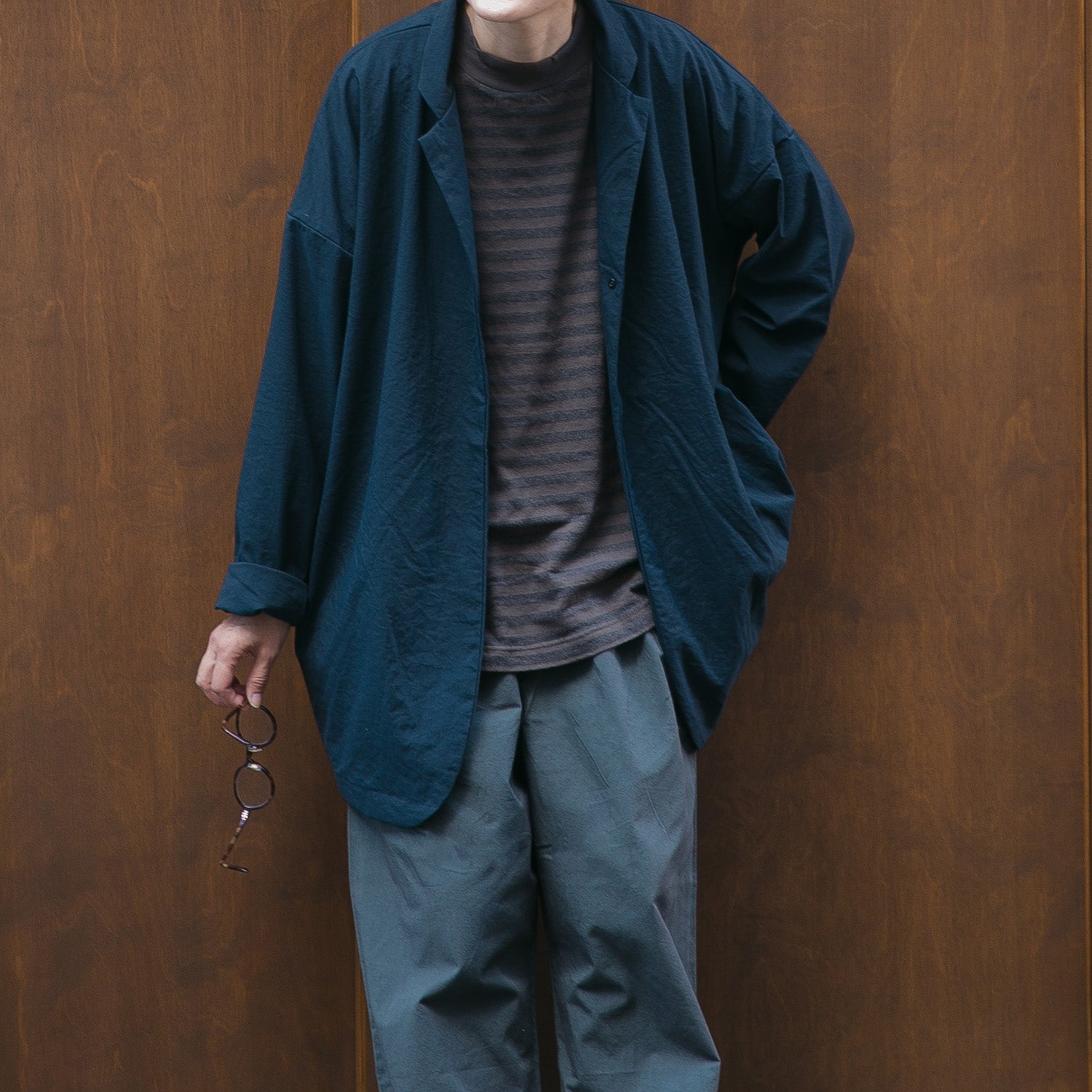 Nylon round cardigan<br>tailored collar<br>No.2560