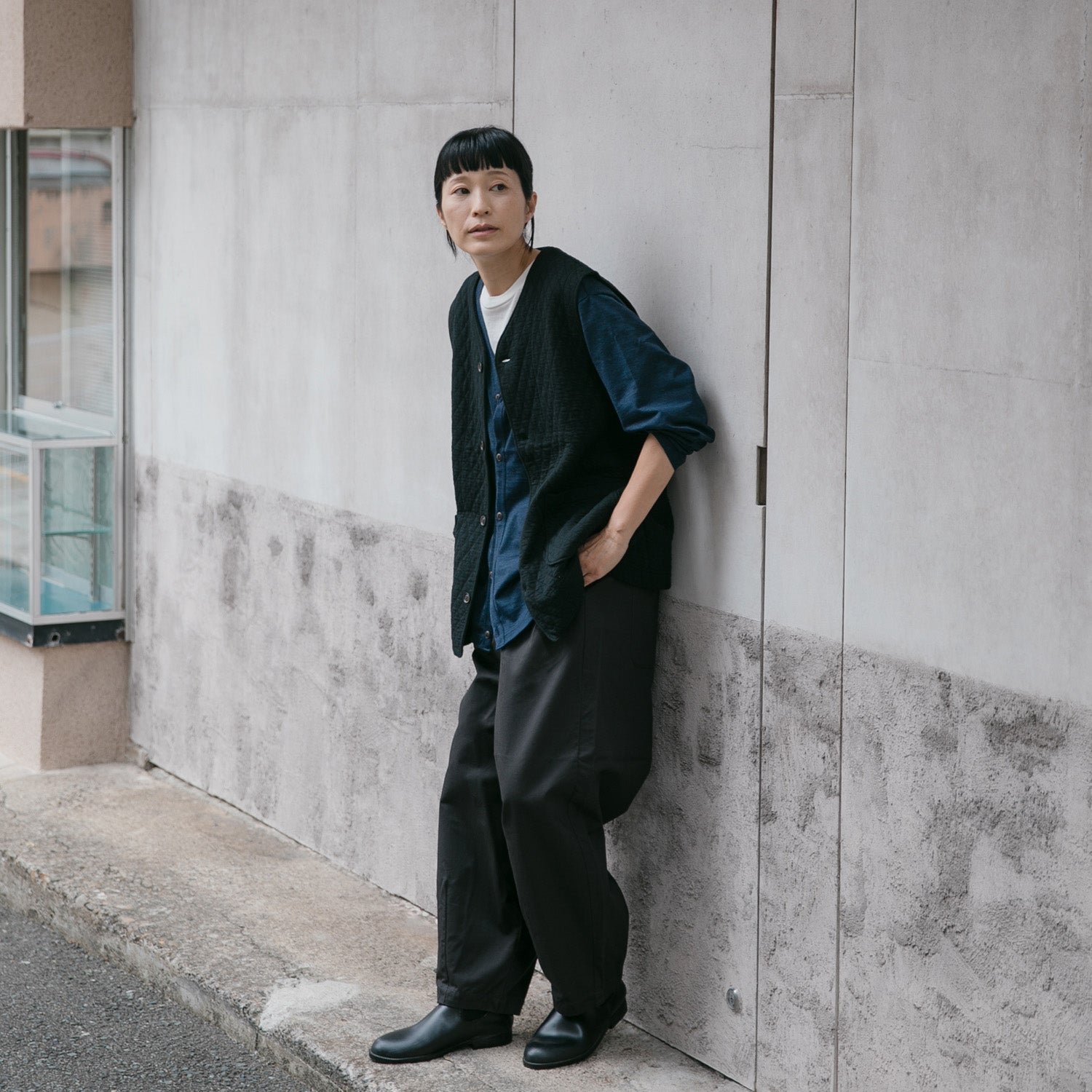 RINEN<br>30/1 オーガニック天竺<br>ダイヤキルティング ベスト<br>No.R17611