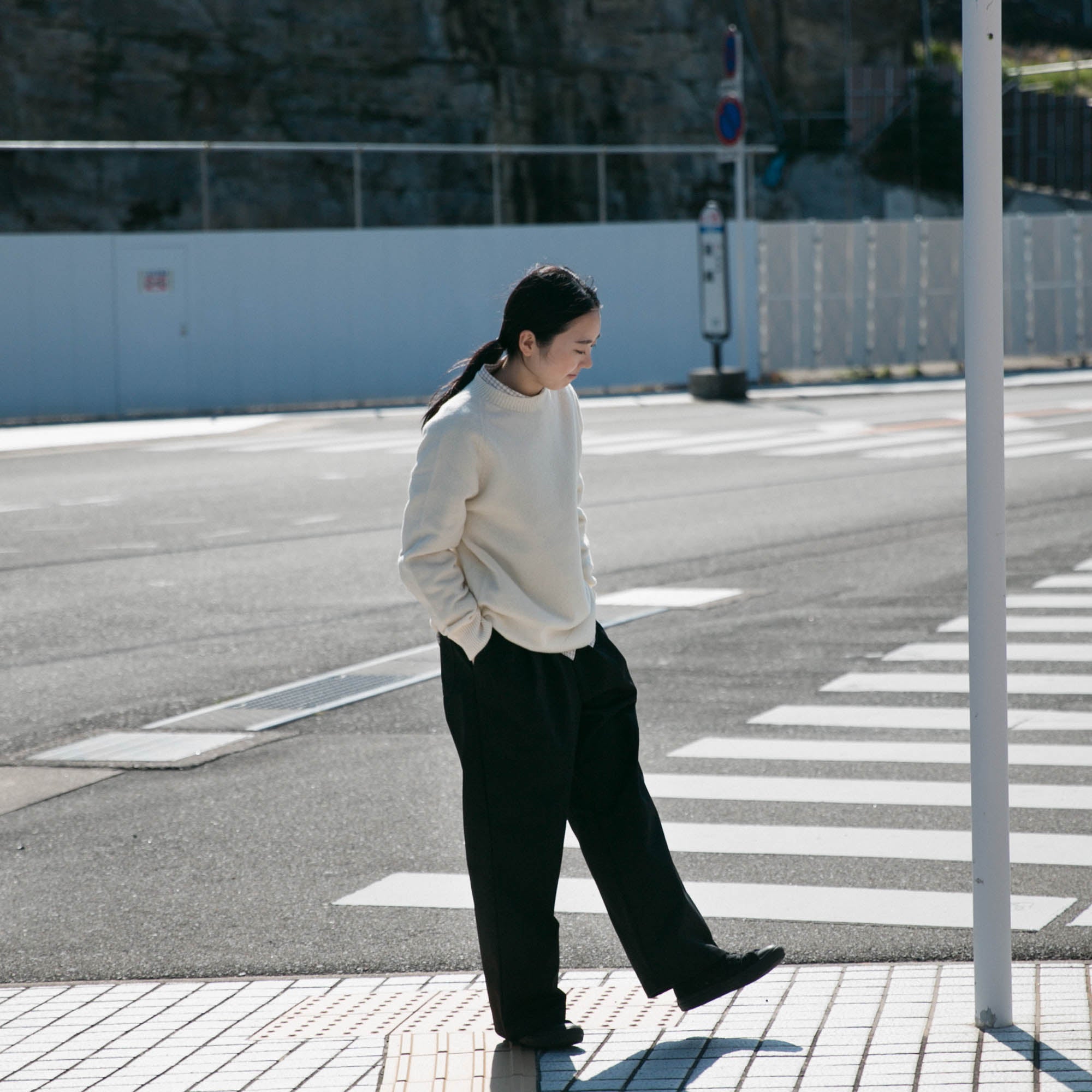 RINEN<br>2/15 ウール天竺編み (ホールガーメント) クルーネック<br>No.R17681