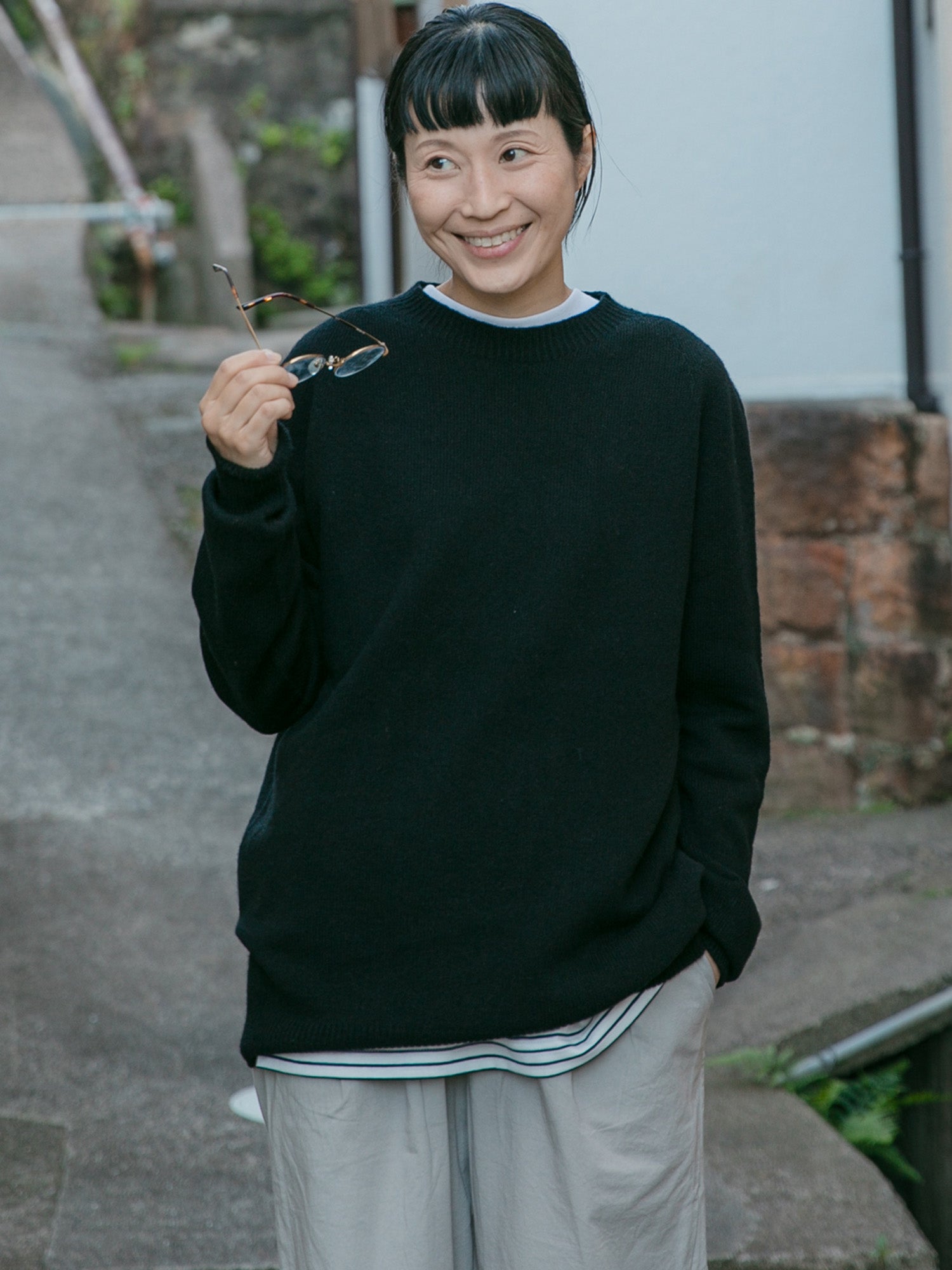 RINEN<br>2/15 ウール天竺編み (ホールガーメント) クルーネック<br>No.R17681