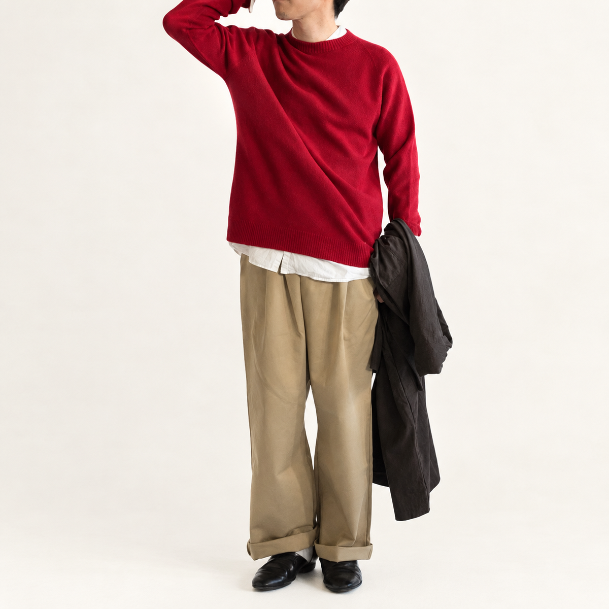 RINEN<br>2/15 ウール天竺編み (ホールガーメント) クルーネック<br>No.R17780