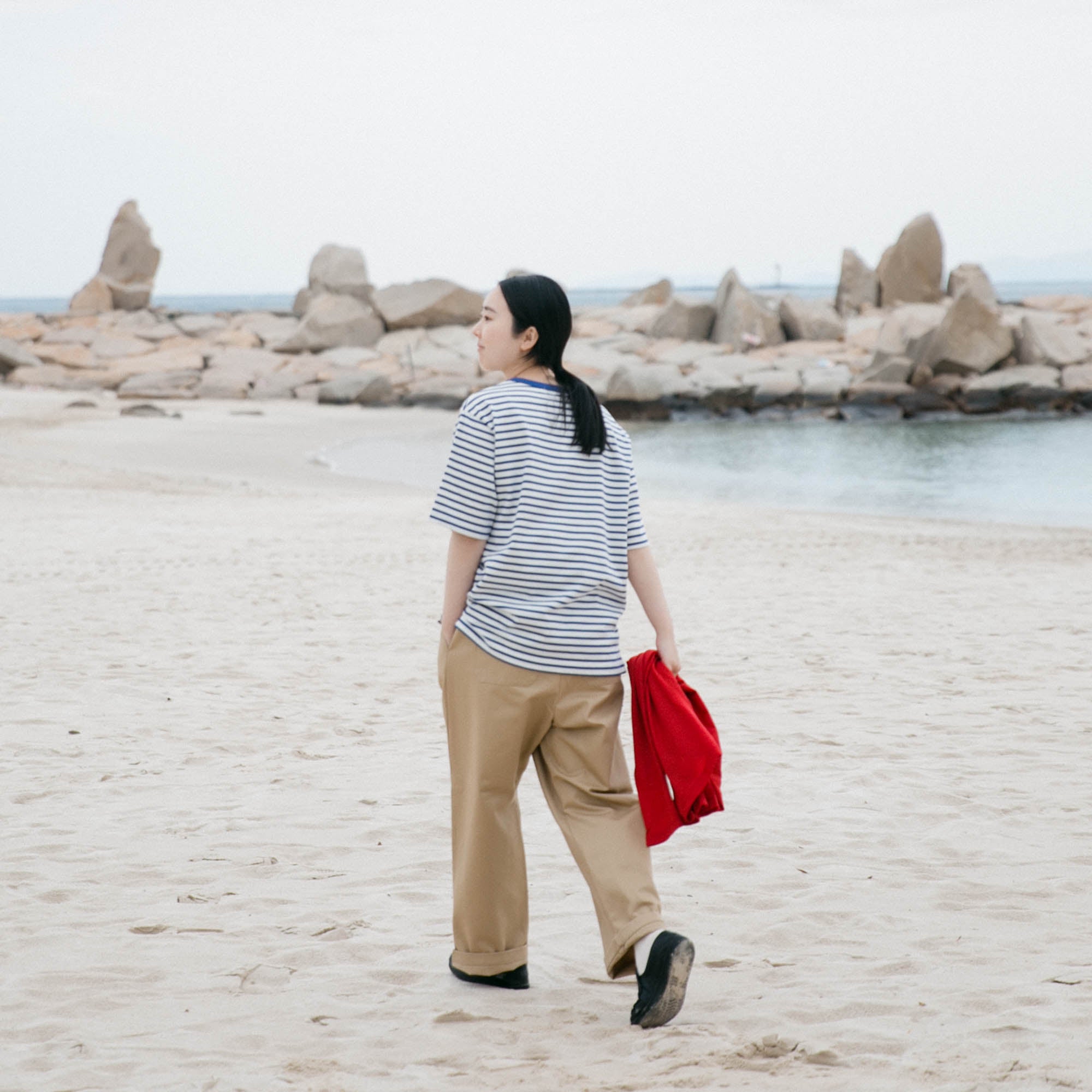RINEN<br>32/1 引き揃え天竺ボーダー<br>半袖クルーネック<br>No.R19610