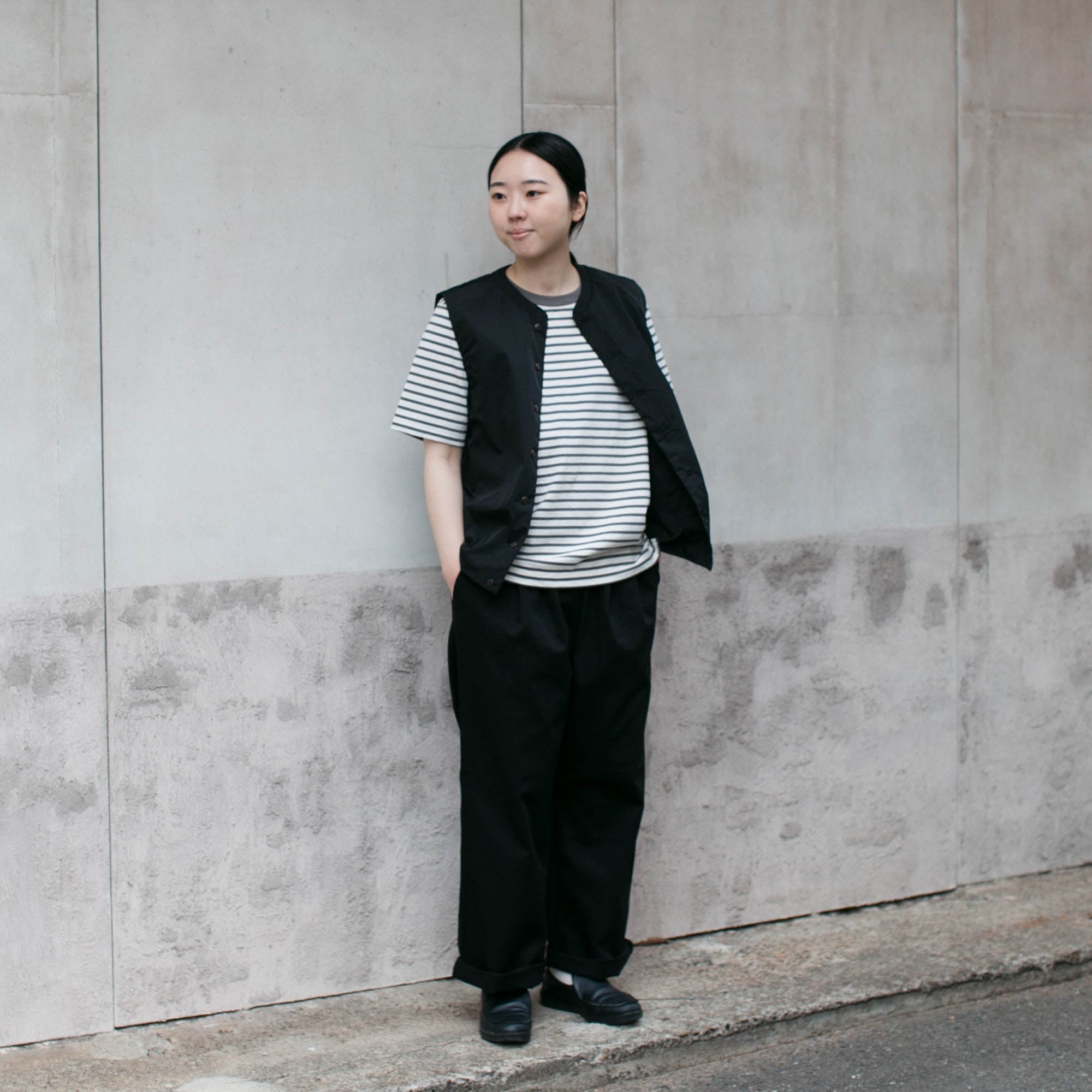 RINEN<br>32/1 引き揃え天竺ボーダー<br>半袖クルーネック<br>No.R19610