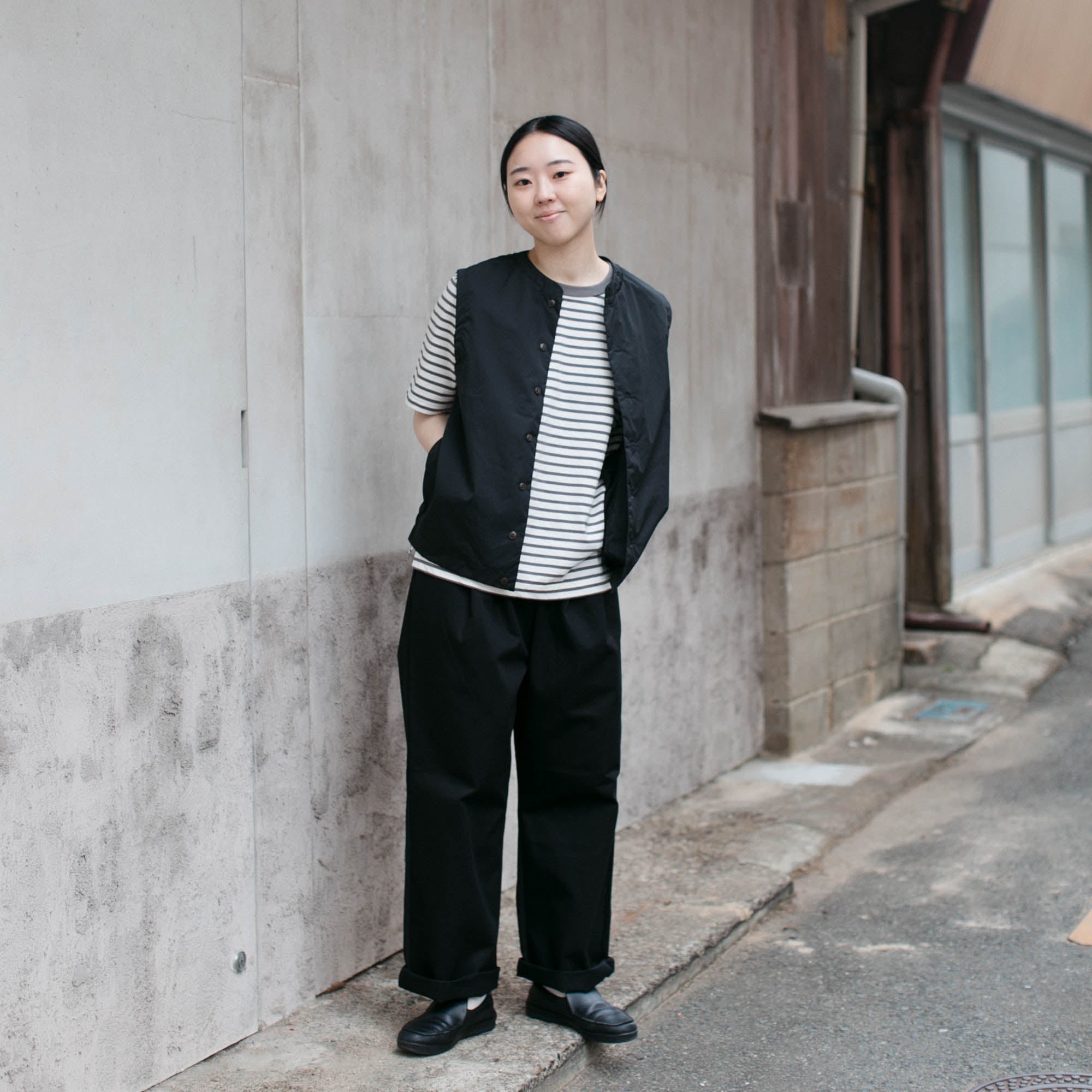 RINEN<br>32/1 引き揃え天竺ボーダー<br>半袖クルーネック<br>No.R19610